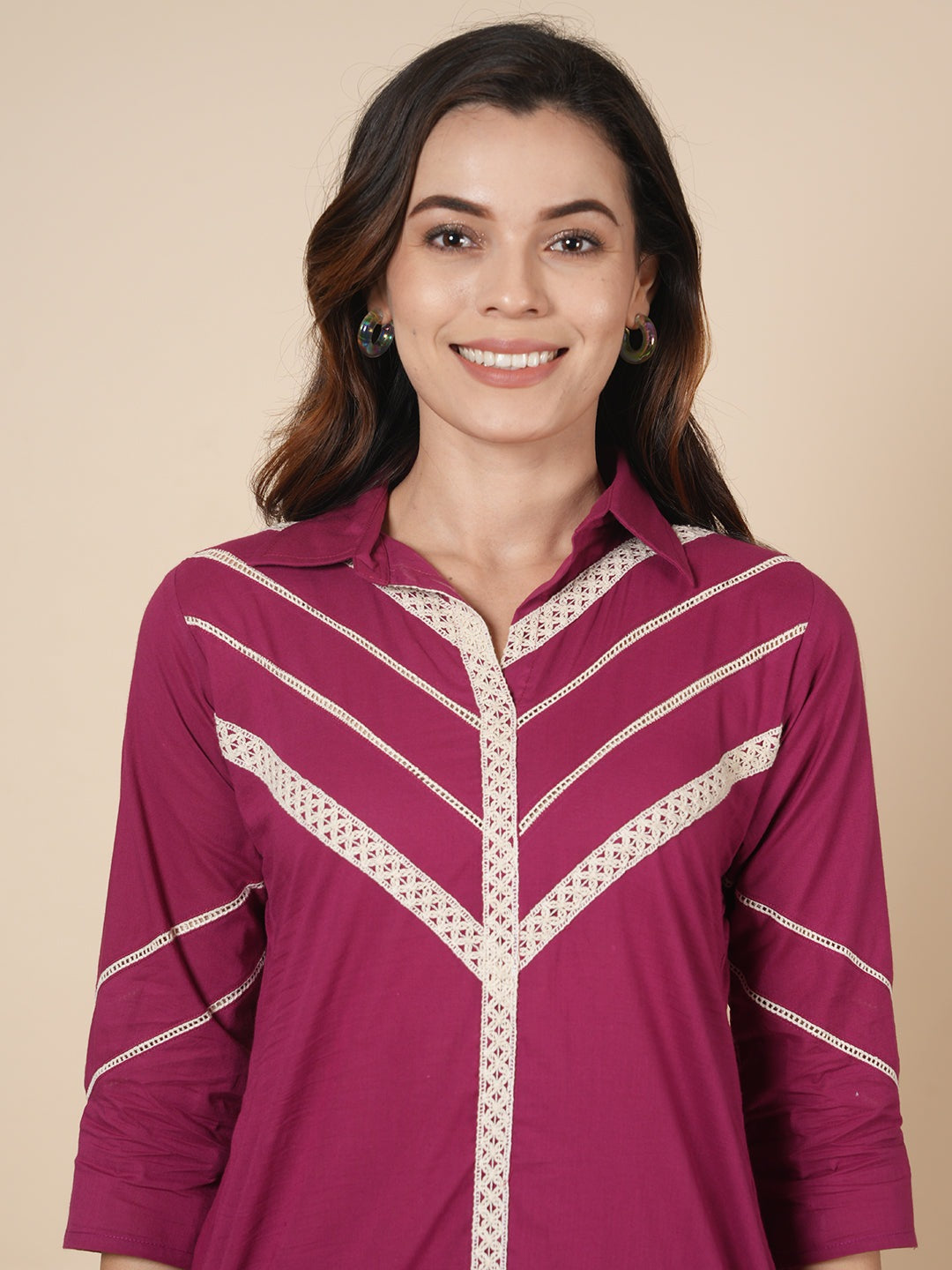 Maroon Lace Cord Set