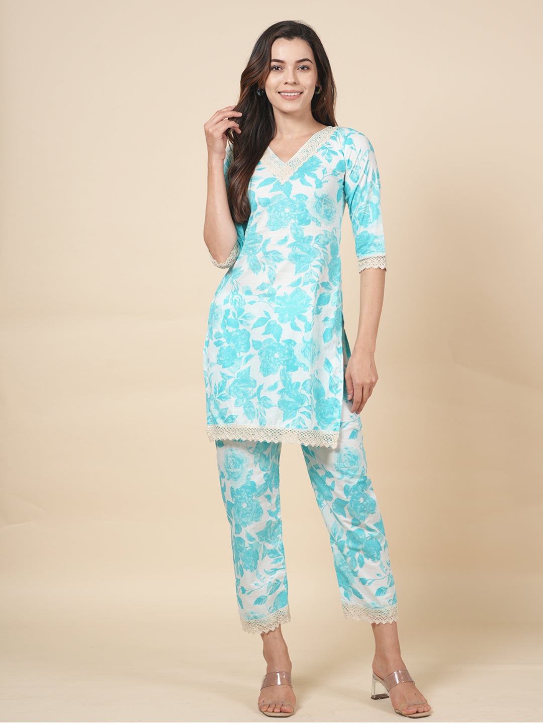 Sky Lace Floral Cord Set