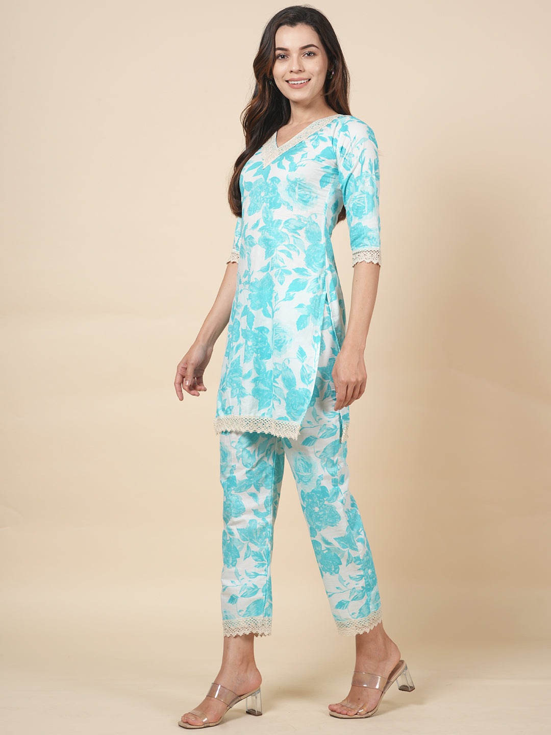 Sky Lace Floral Cord Set