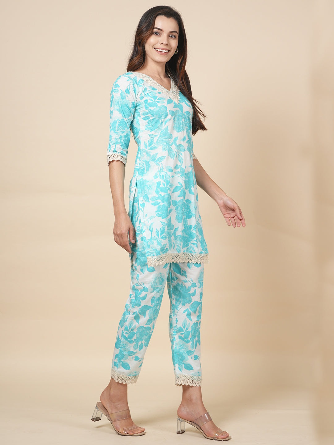 Sky Lace Floral Cord Set