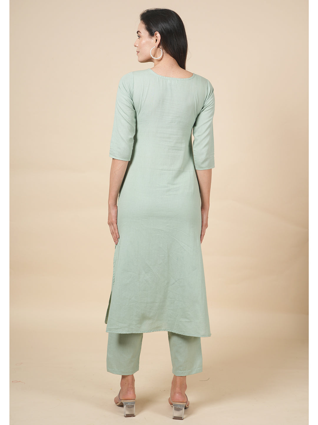 Aqua Green Handpainted Kurta Set