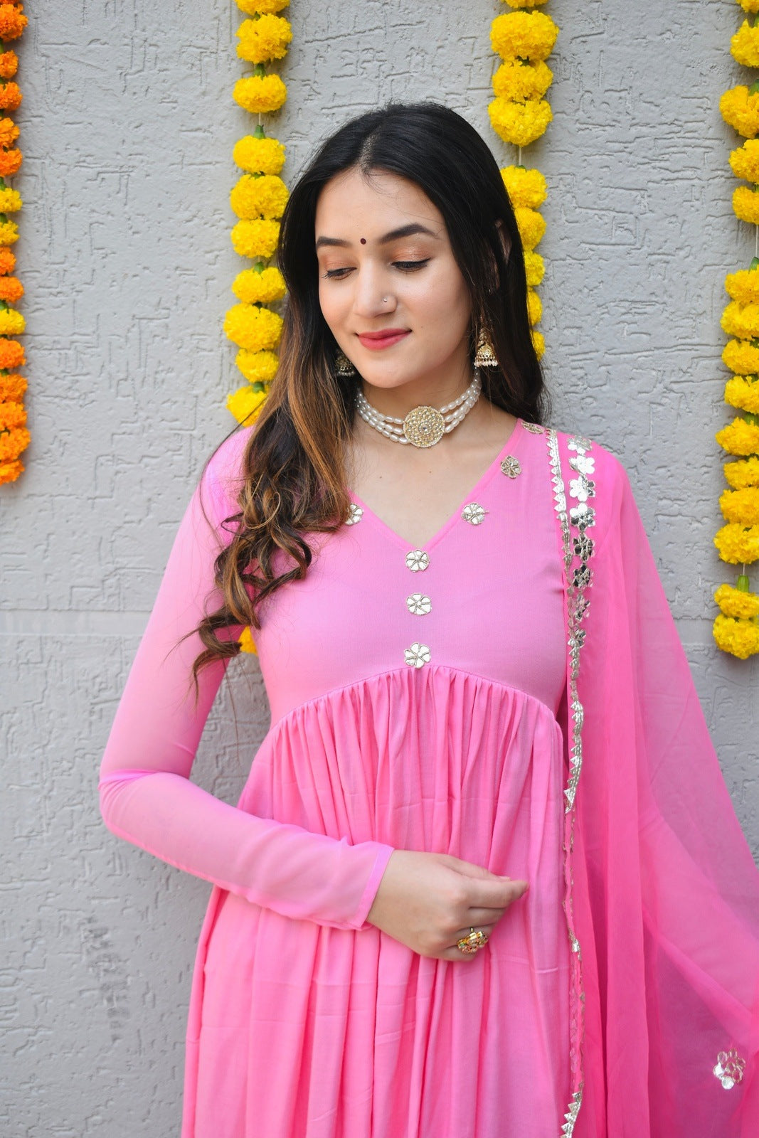 Baby Pink Silver Suit Set