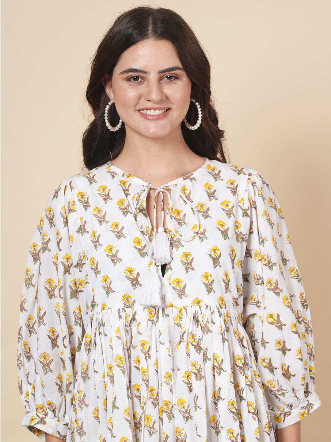 Ivory Block Tie Dress