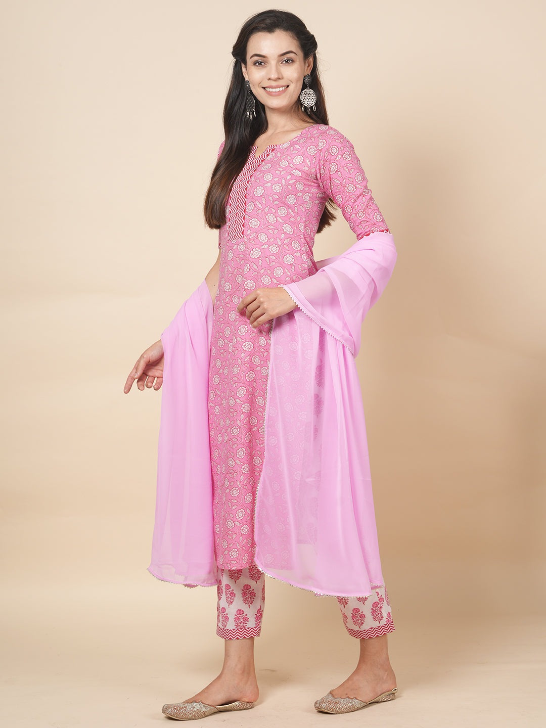 Pink Handblock Suit Set