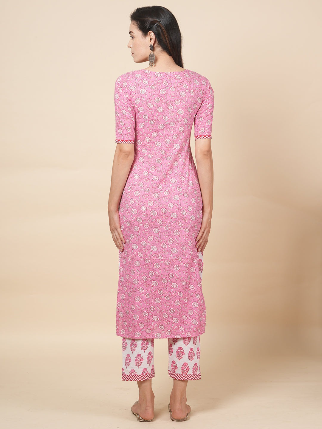 Pink Handblock Suit Set