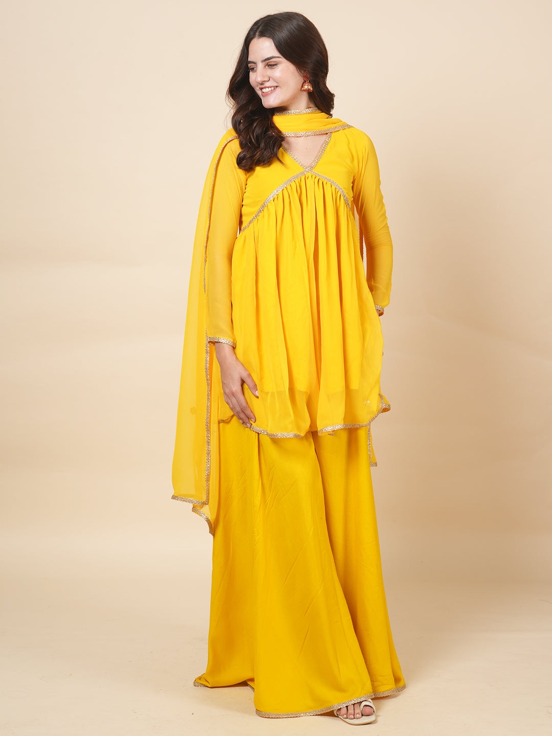Yellow Alia Sharara Suit Set