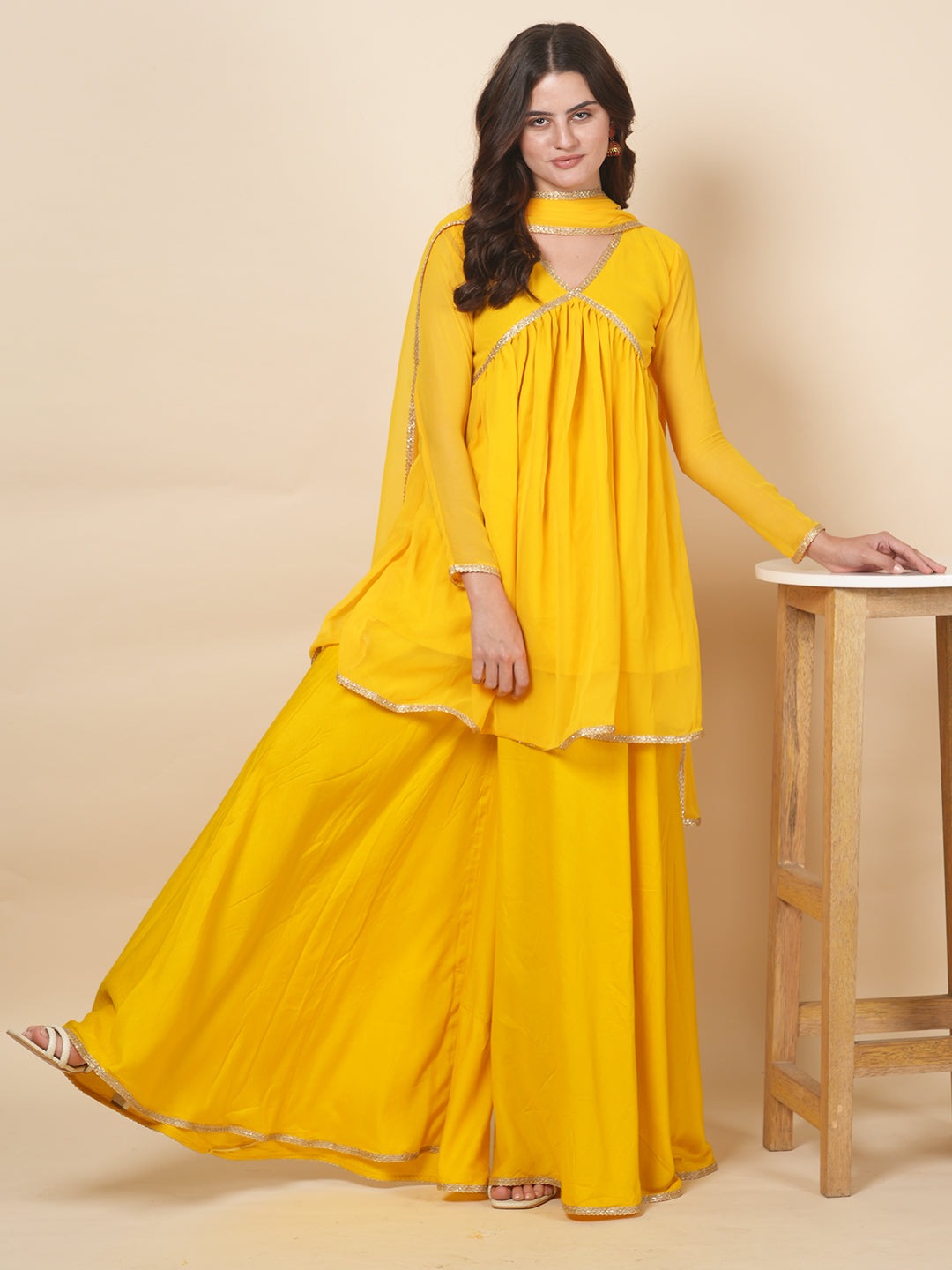 Yellow Alia Sharara Suit Set