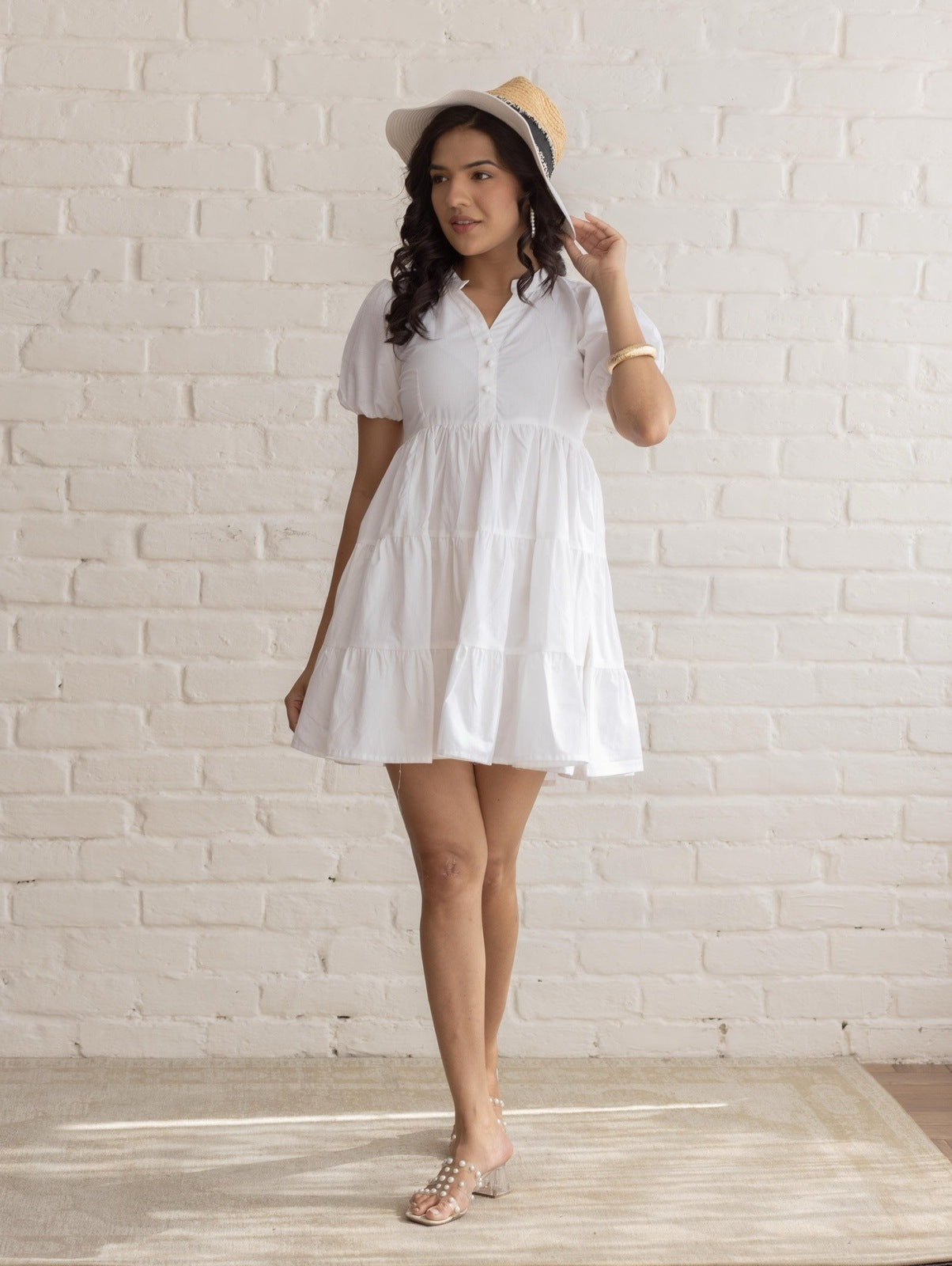 White Poplin Tier Dress