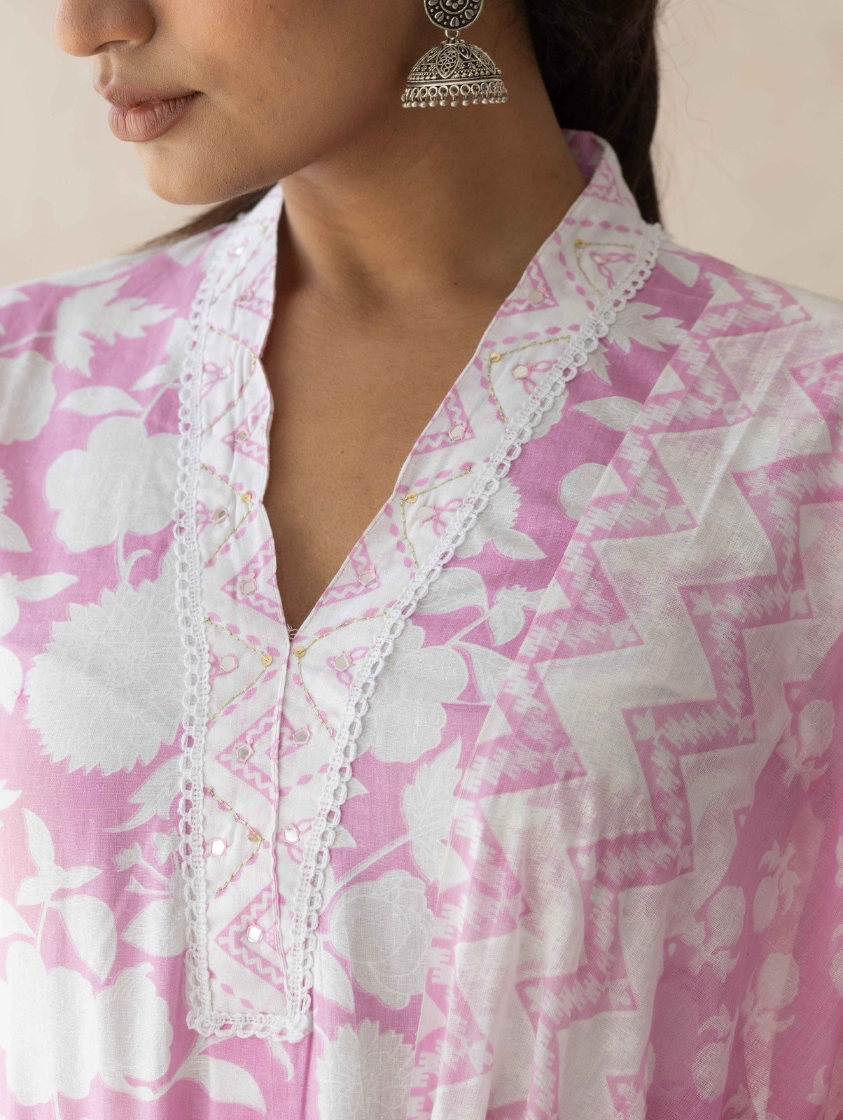 Baby Pink Handblock Printed Suit Set