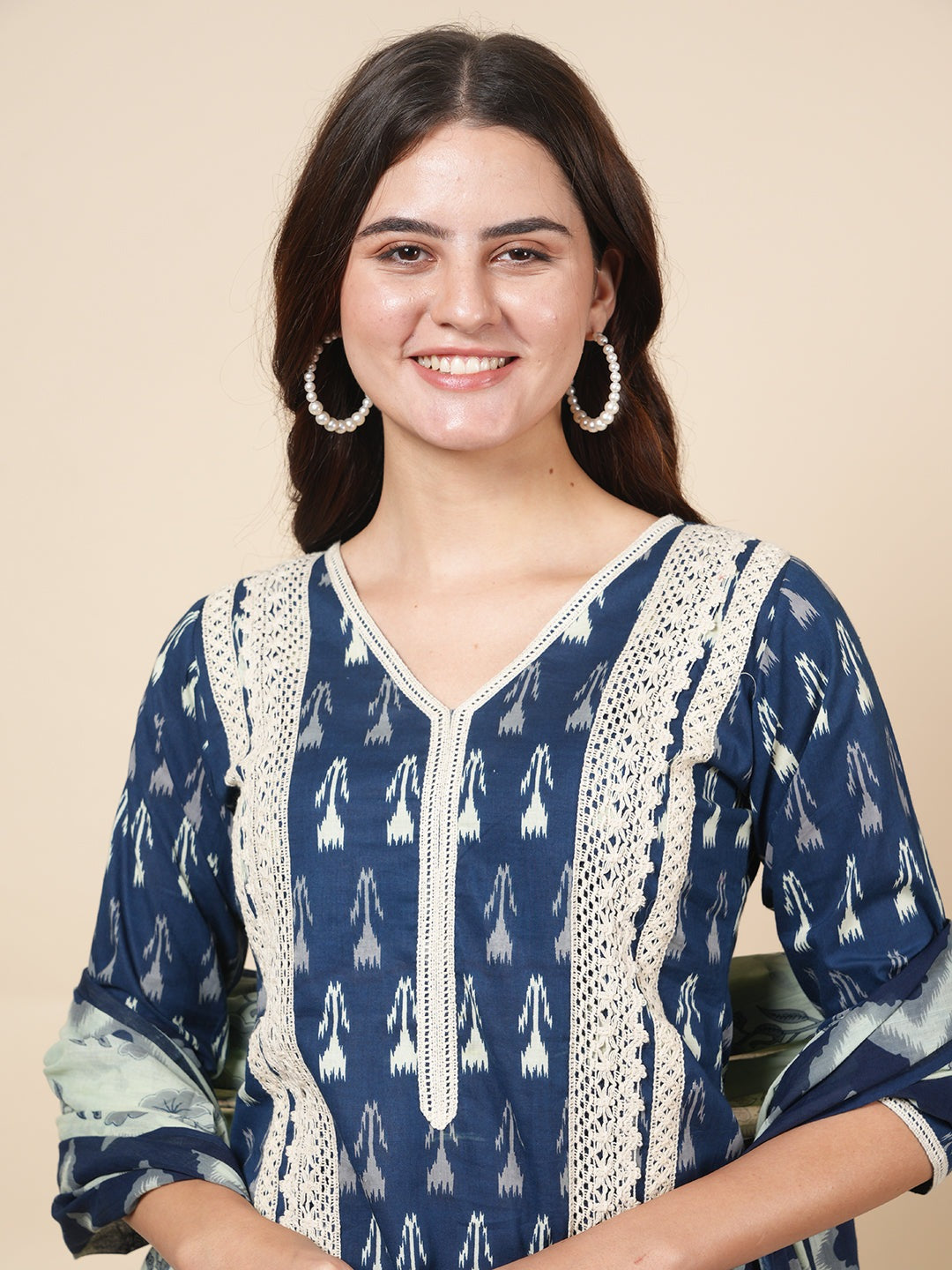 Indigo Lace Work Suit Set