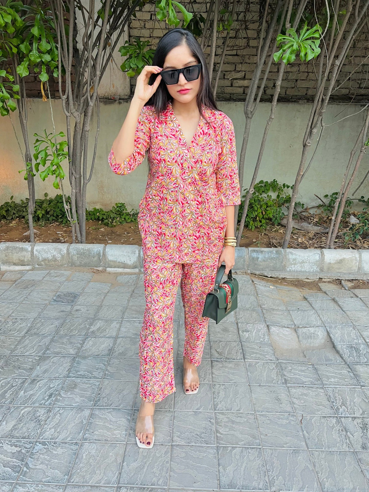 Peach Fauna Blazer Cord Set