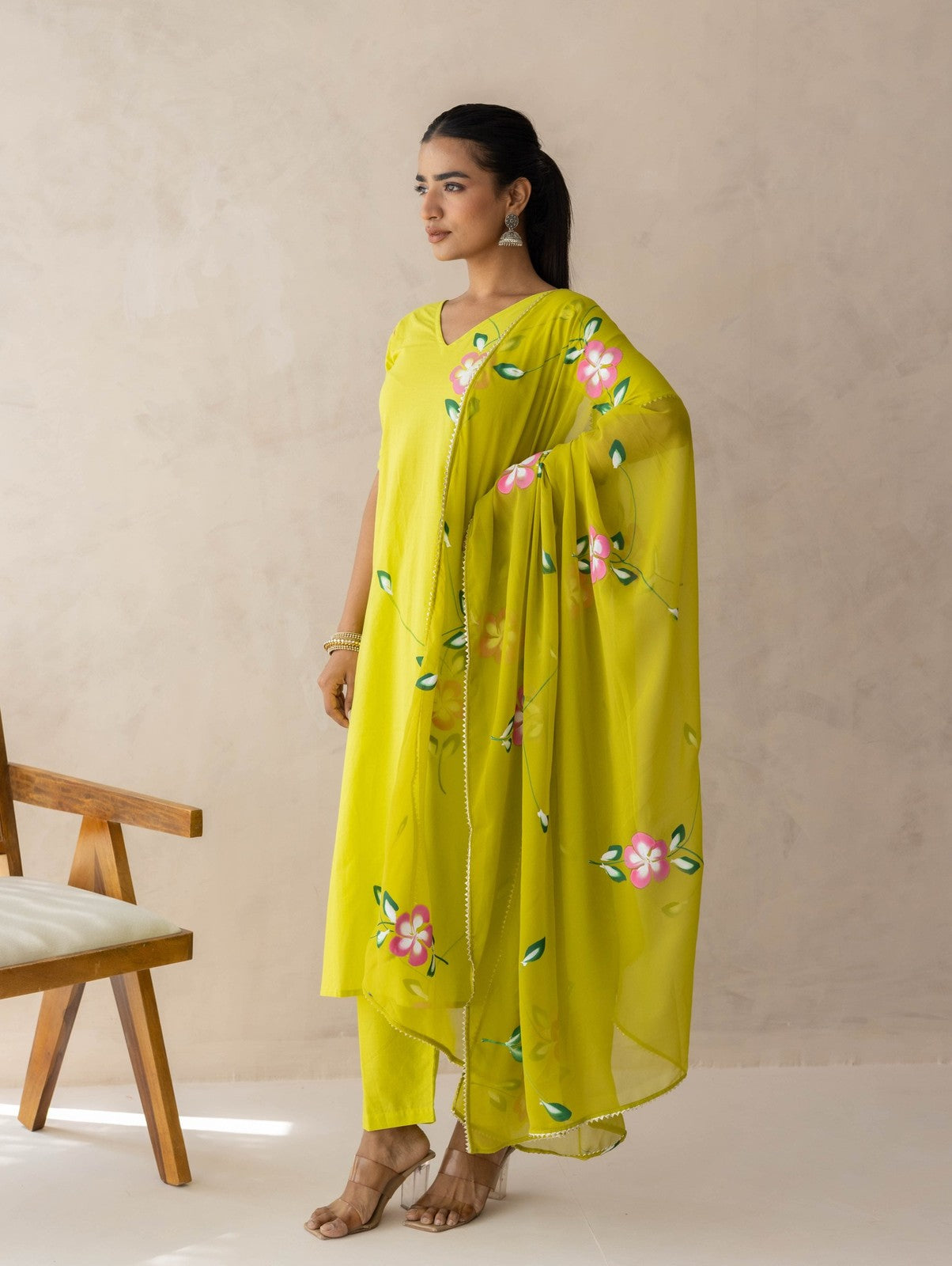 Lime Handpainted Suit Set