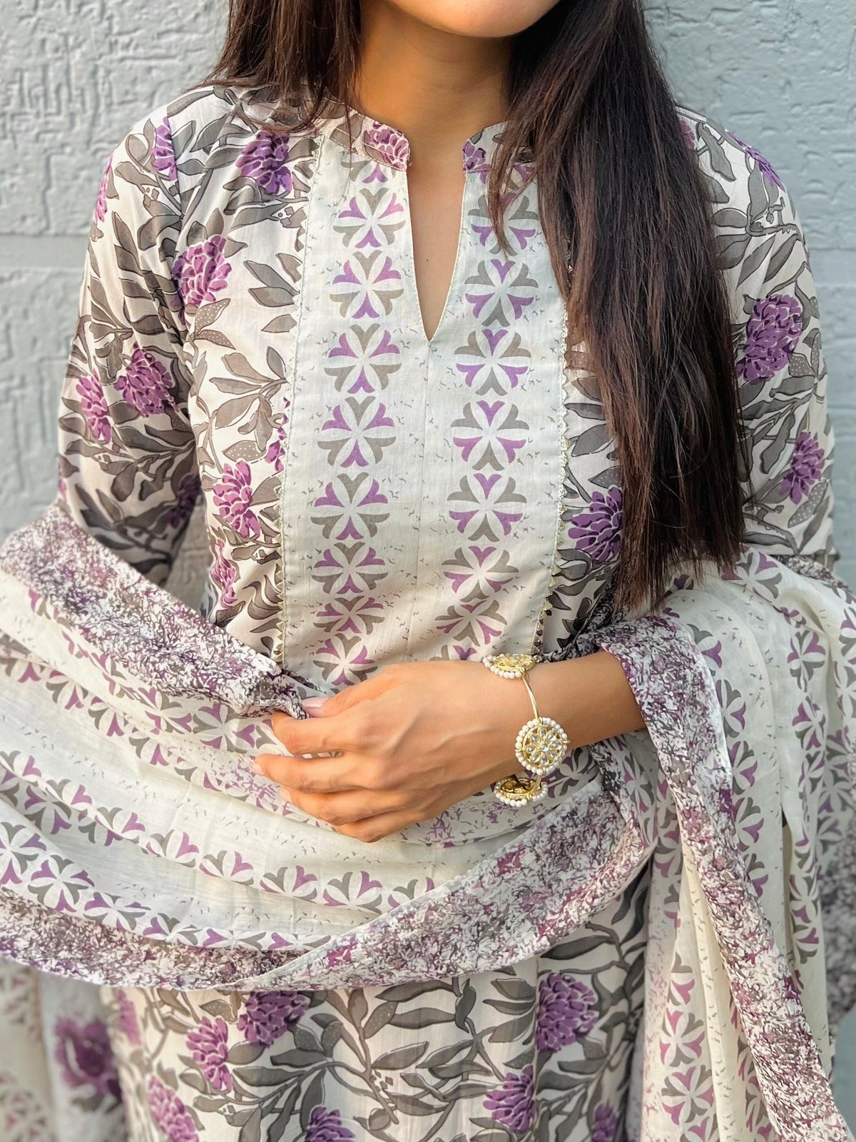 Lilac Handblock Suit Set