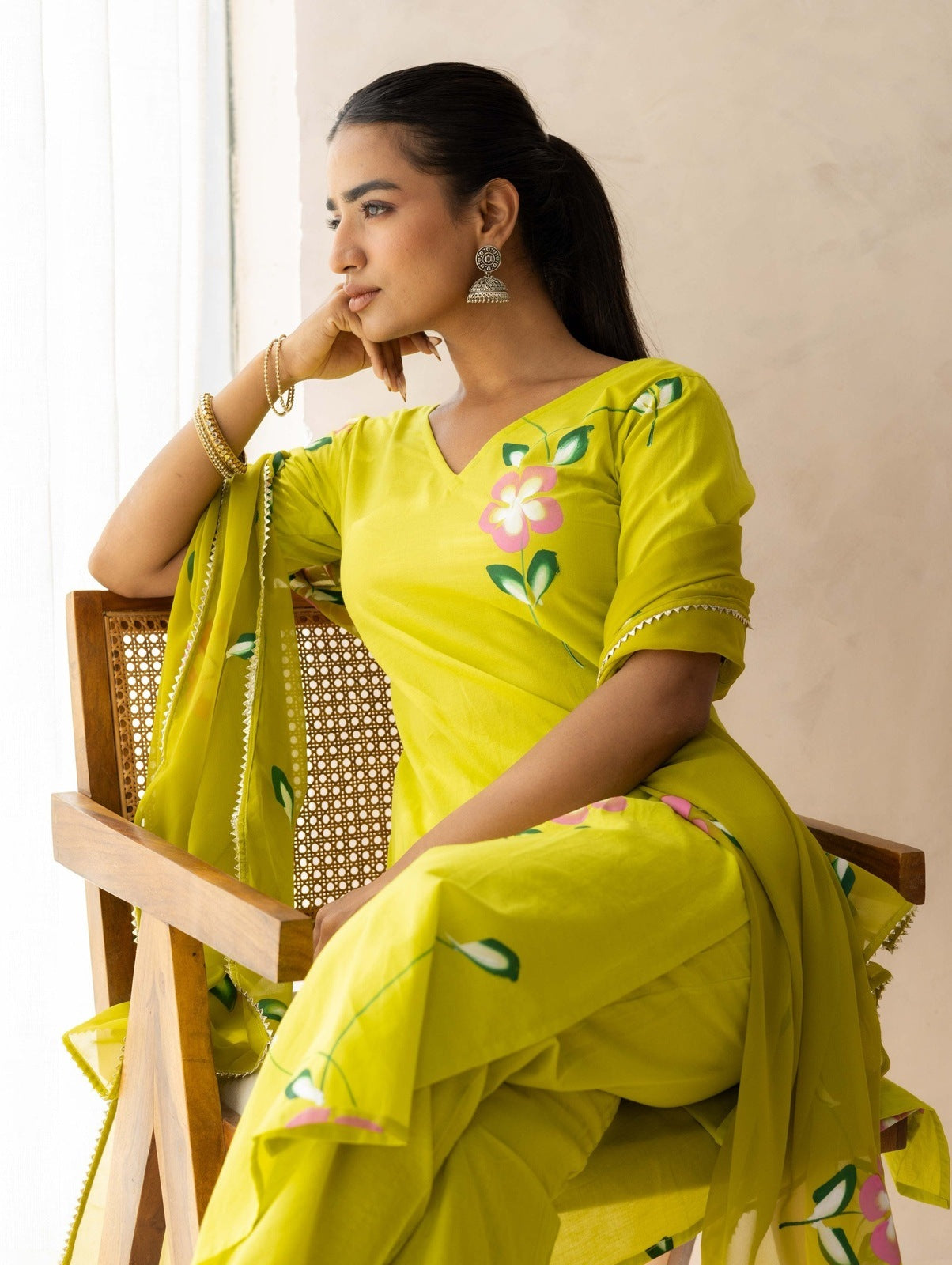 Lime Handpainted Suit Set