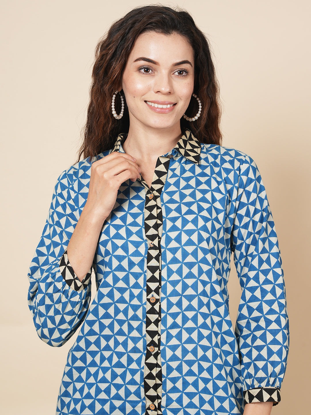 Geometric Blue Cord Set