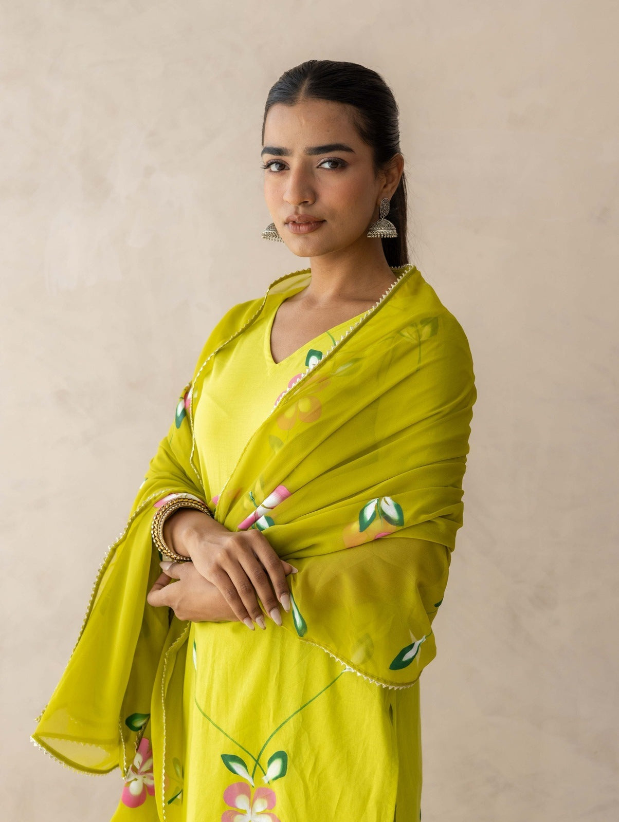 Lime Handpainted Suit Set