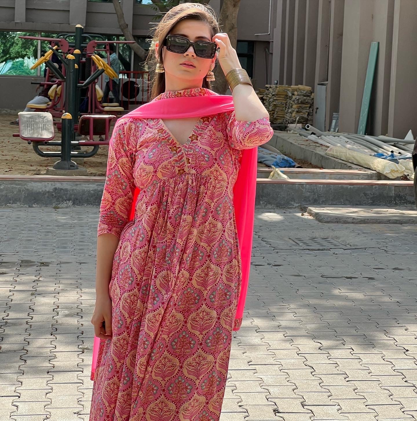 Pink Paisley Block Suit Set