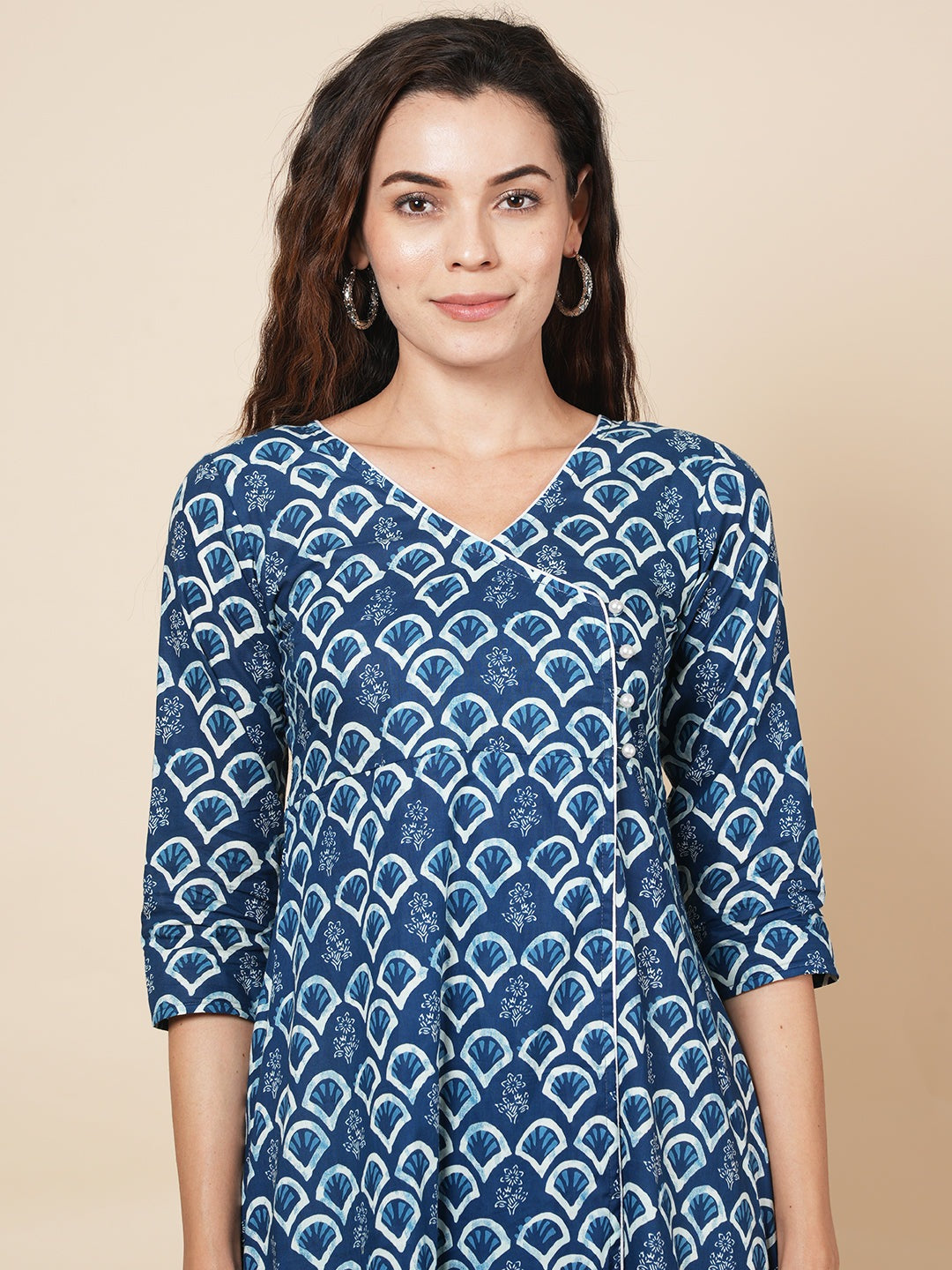 Indigo Angrakha Kurta Set