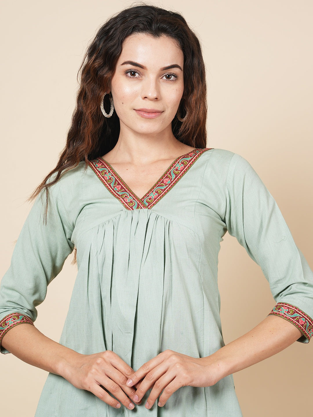 Sky Green Solid Kurta Set