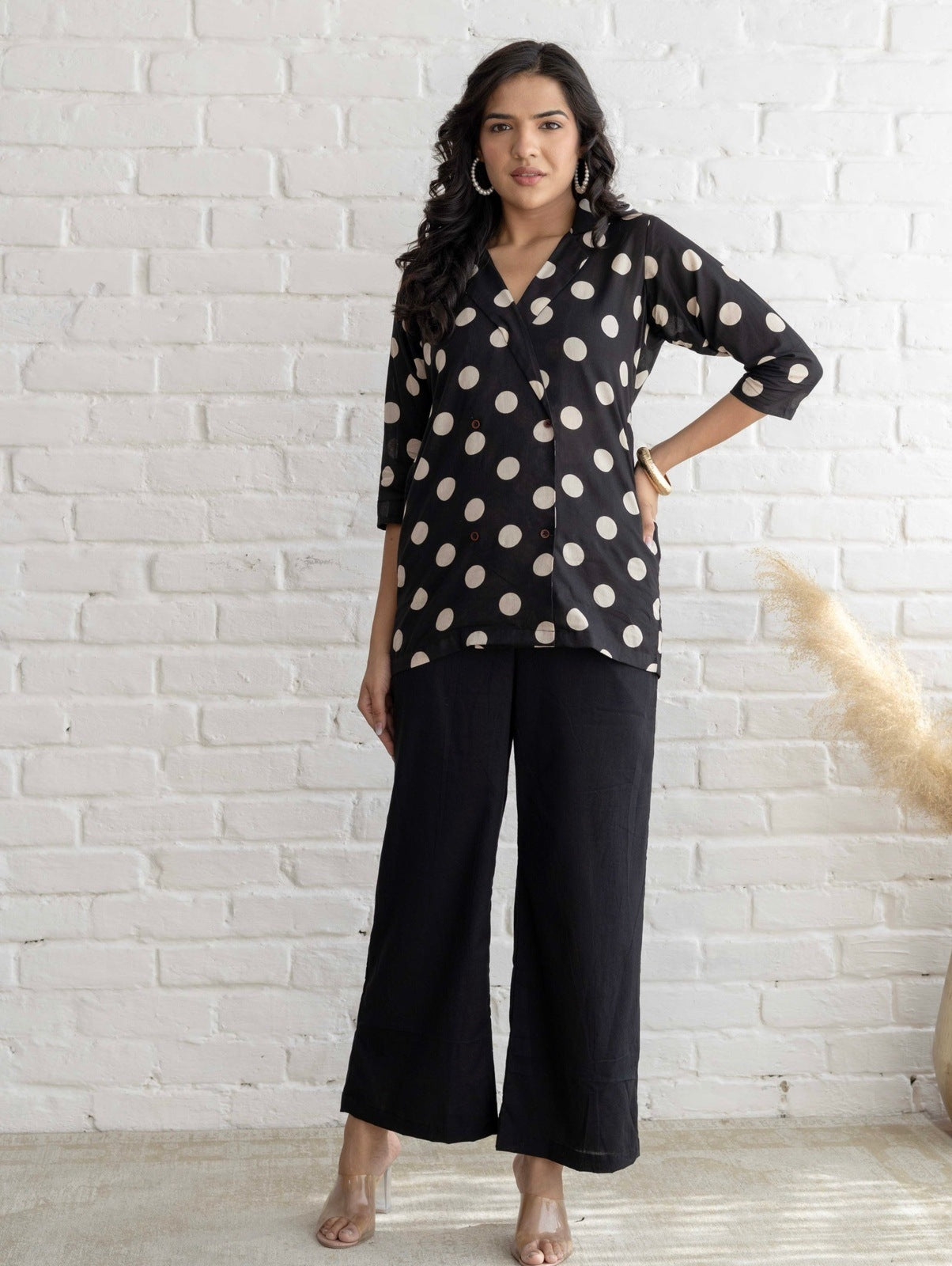 Black Polka Dot Cord Set