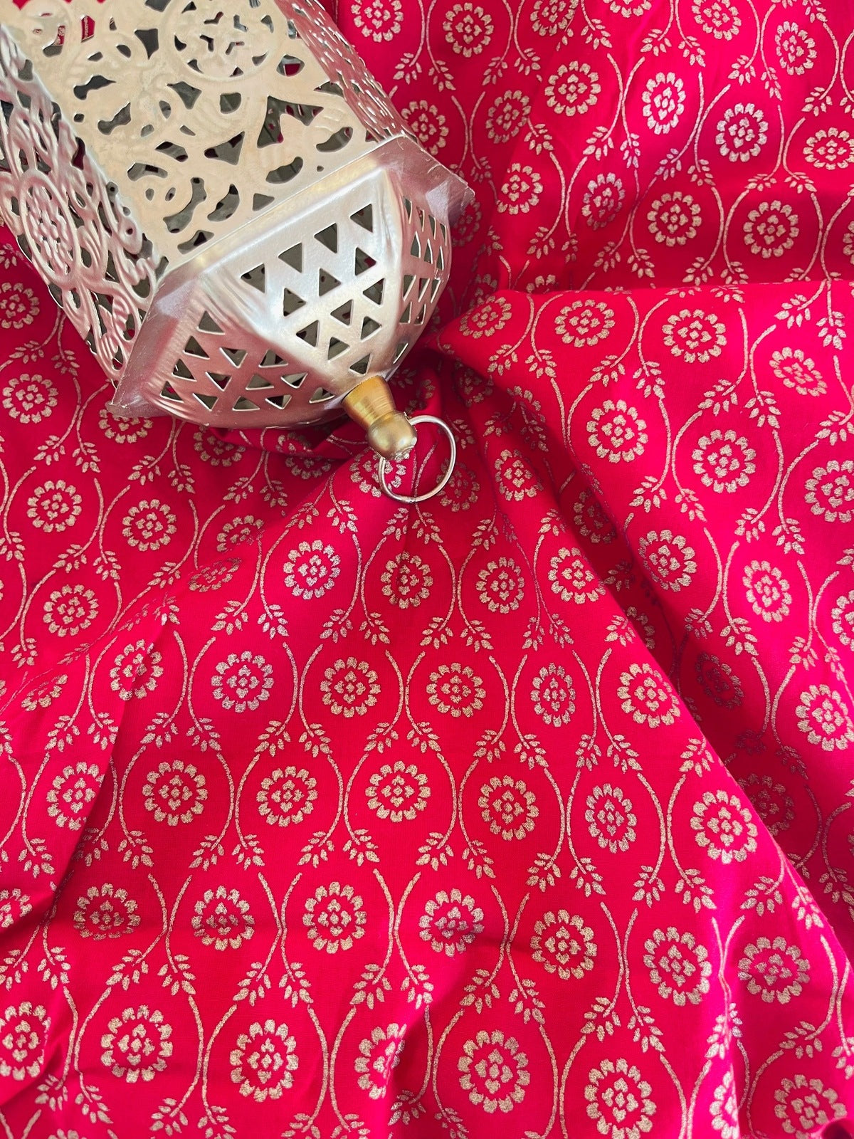 Red Foil Printed Cotton Fabric