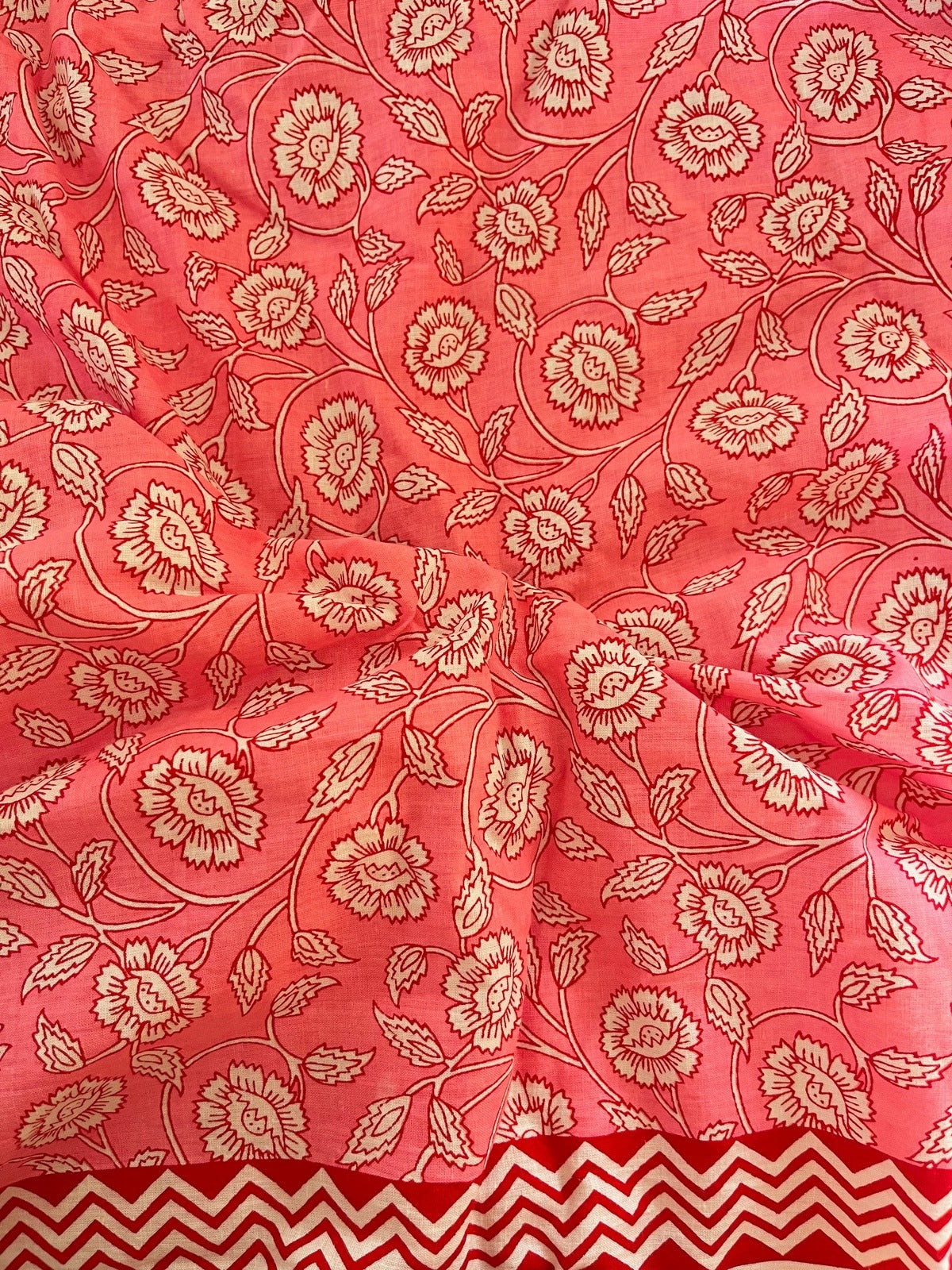 Pink Jal Handblock Cotton Fabric