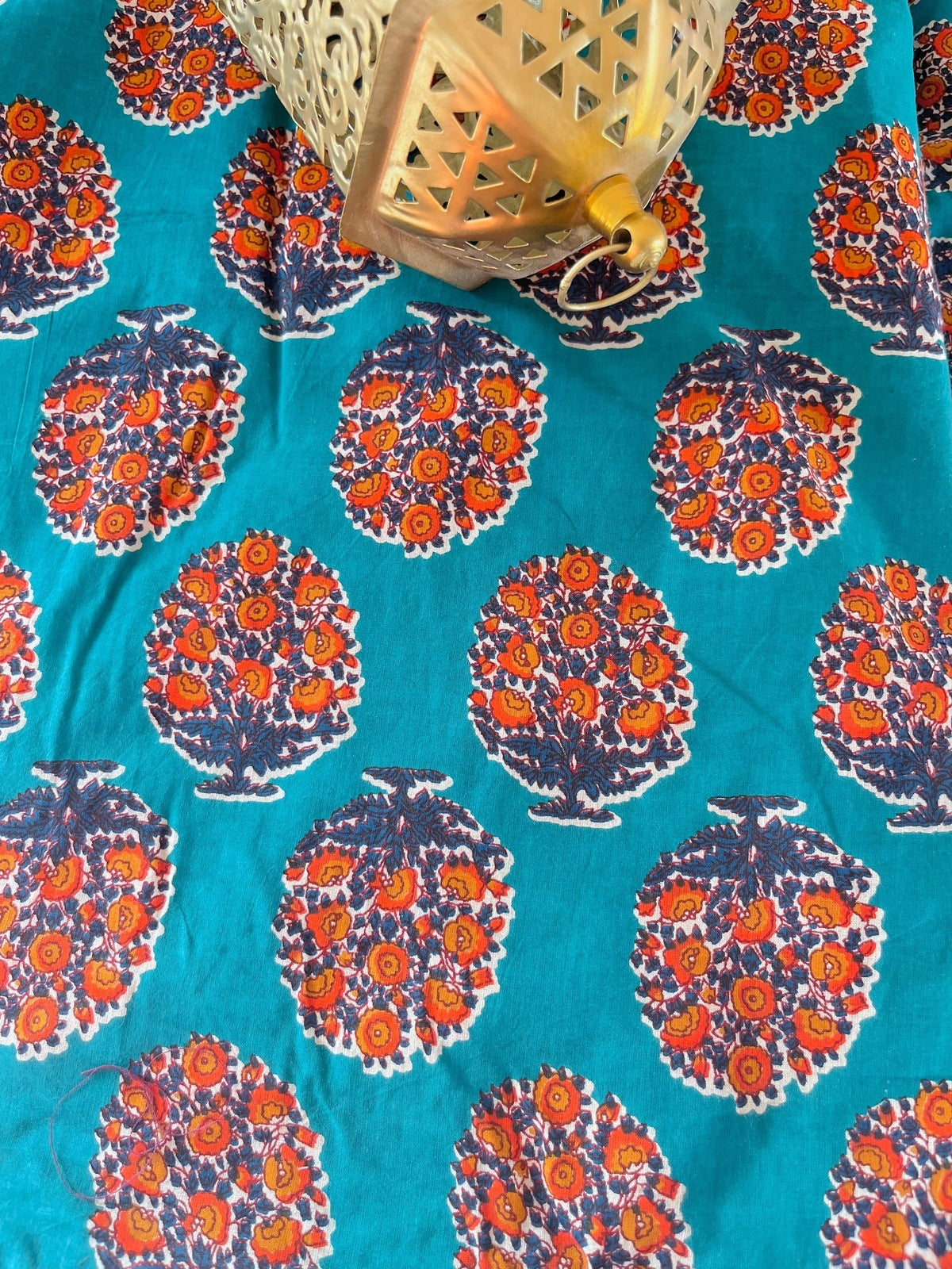 Sea Green Handblock Printed Cotton Fabric