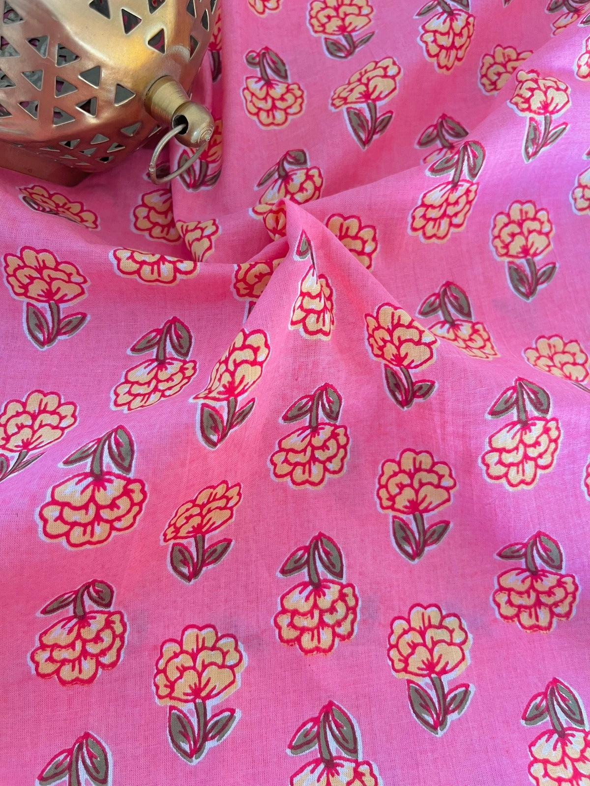 Pari Handblock Butti Cotton Fabric