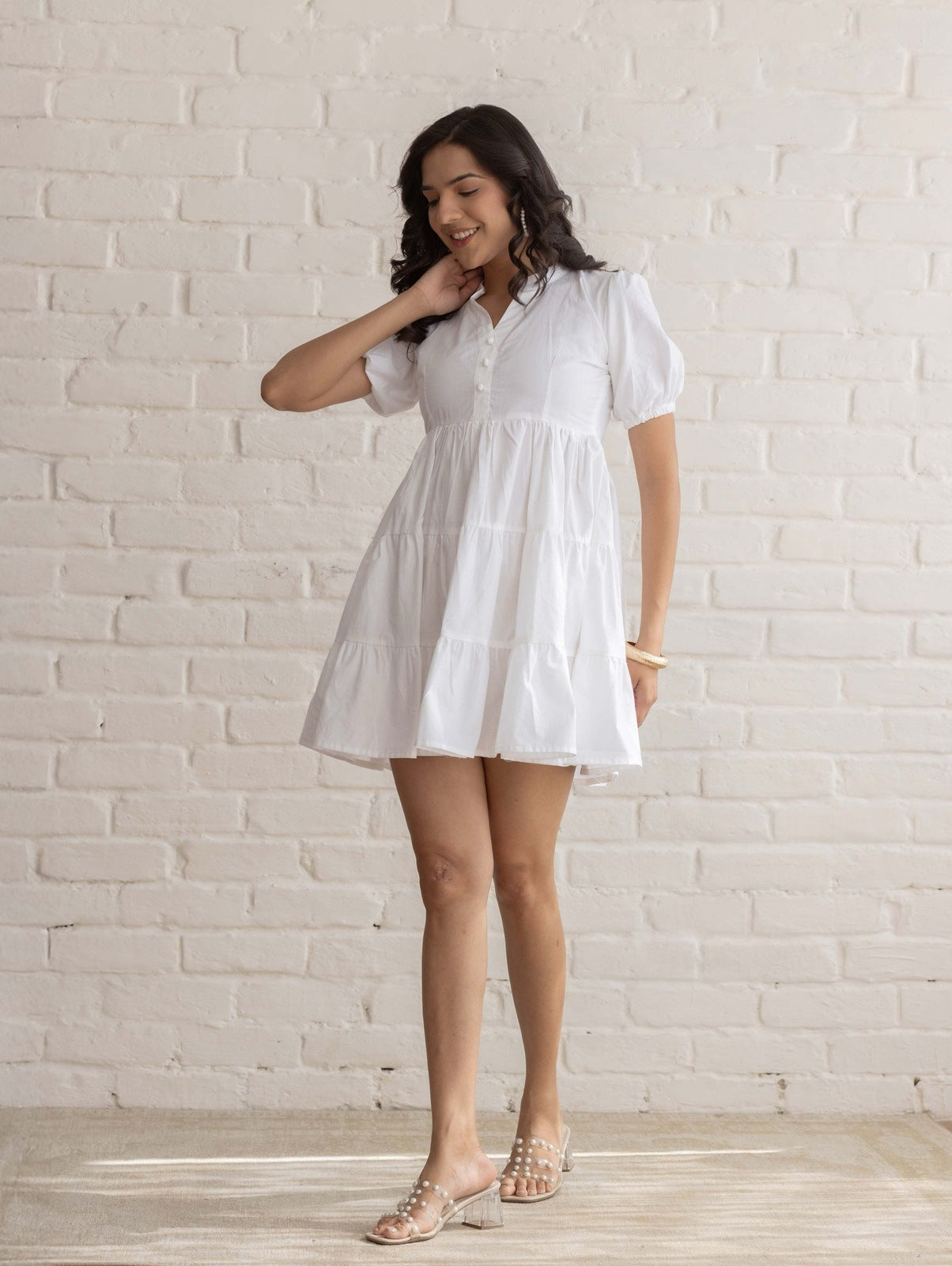White Poplin Tier Dress