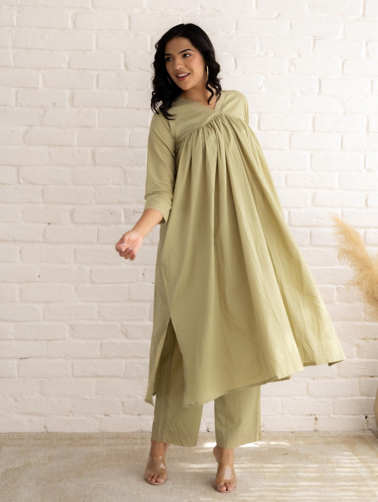 Pastel Green Cotton Kurta Set