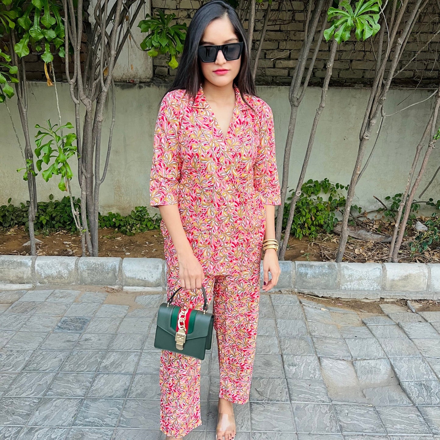 Peach Fauna Blazer Cord Set