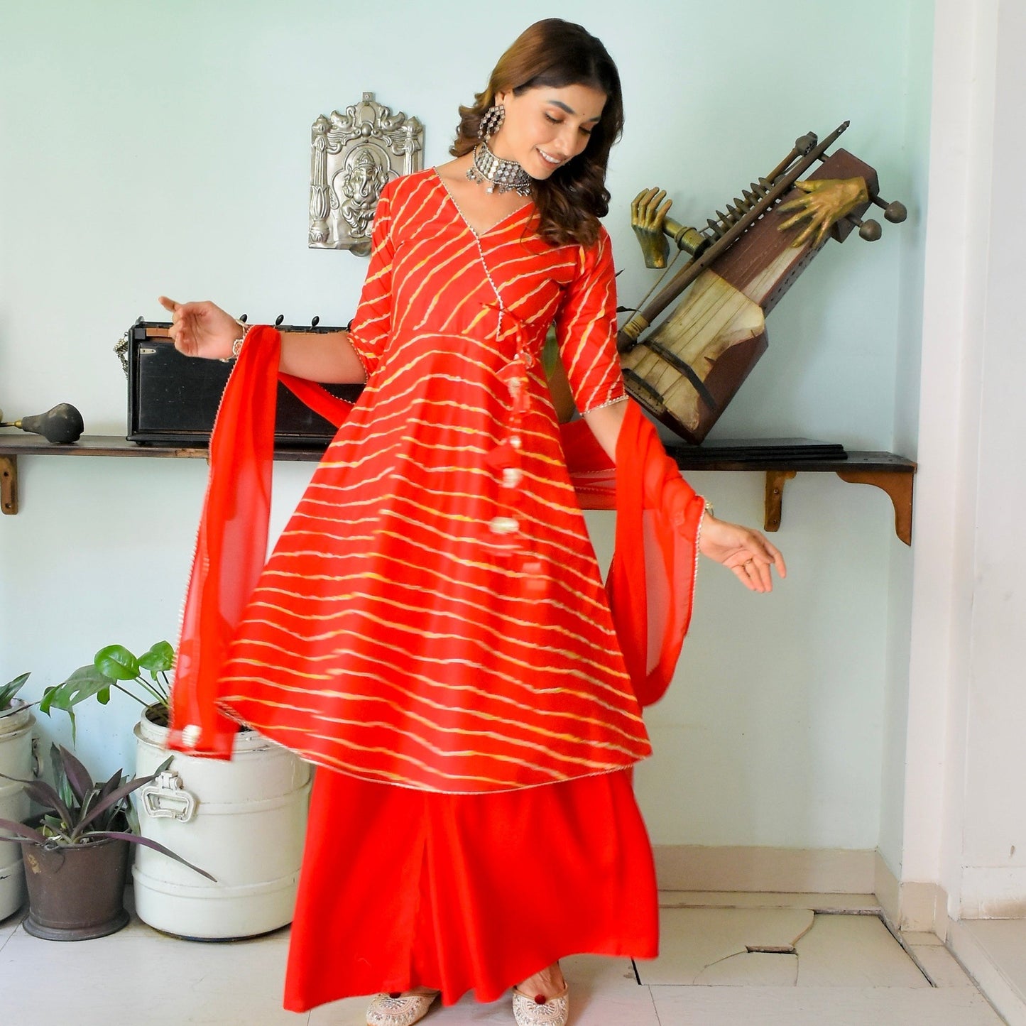 Red Leharia Sharara Suit Set