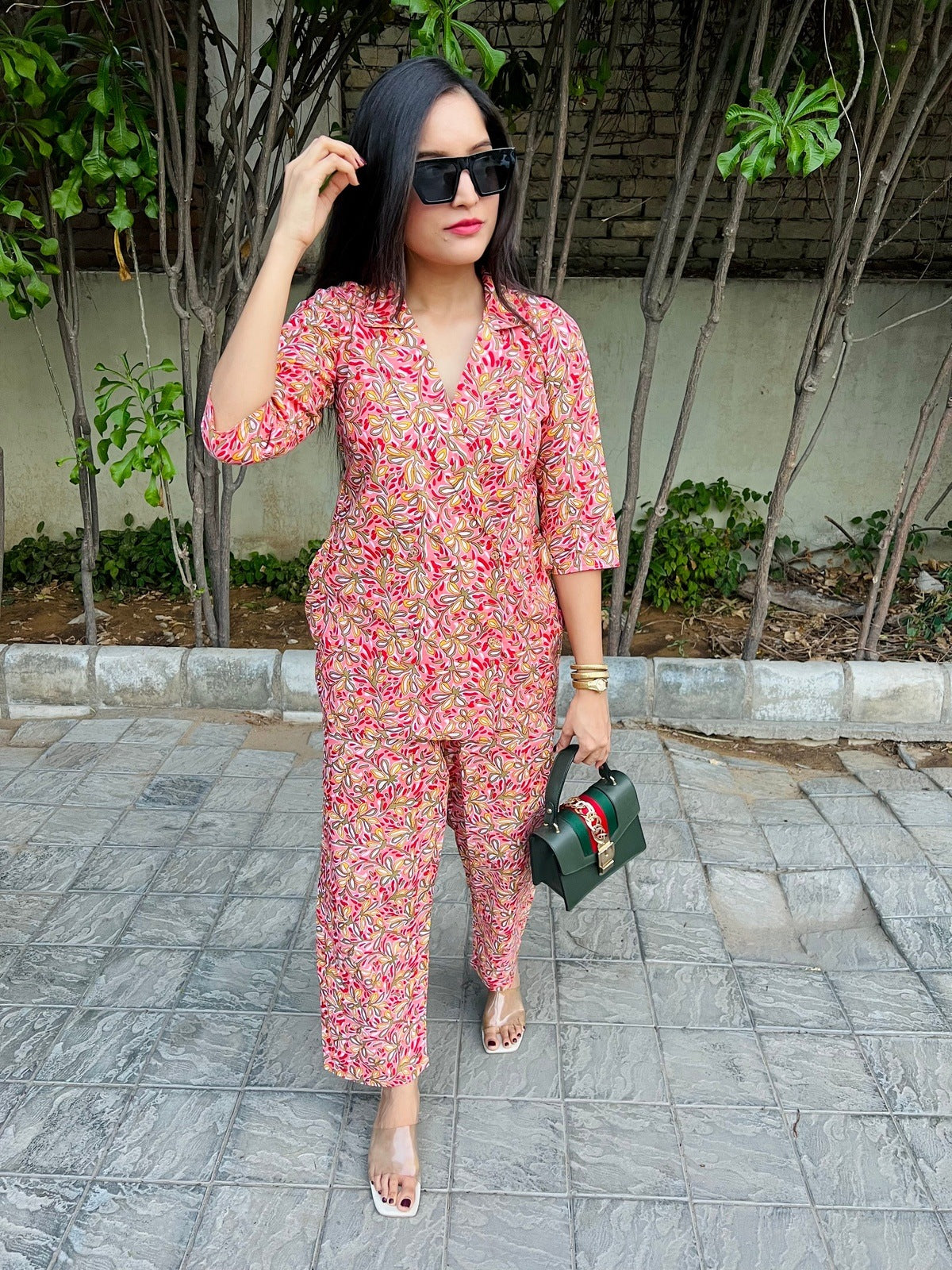 Peach Fauna Blazer Cord Set