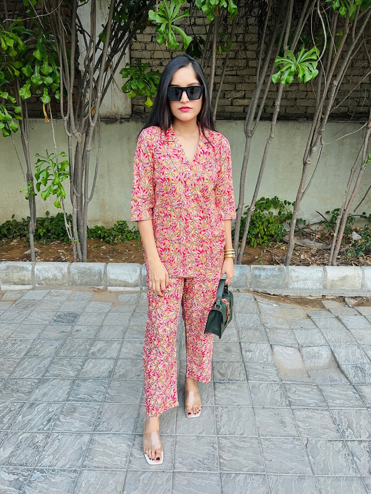 Peach Fauna Blazer Cord Set