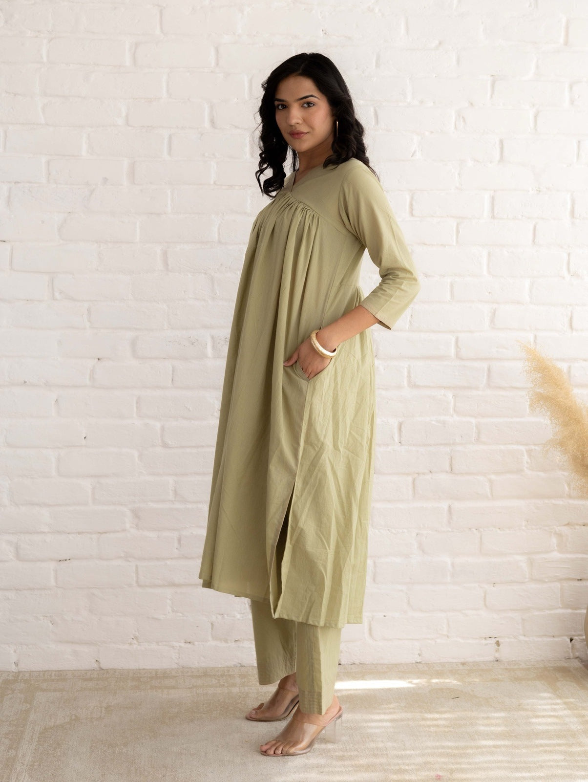 Pastel Green Cotton Kurta Set