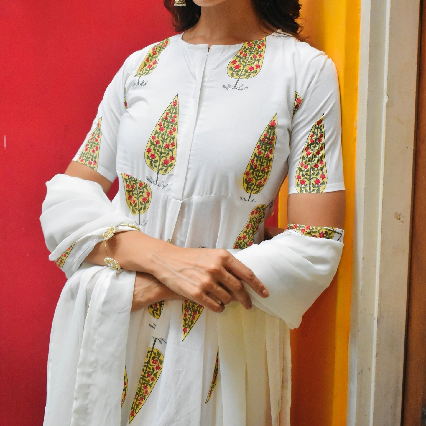 Ivory Block Cotton Suit Set