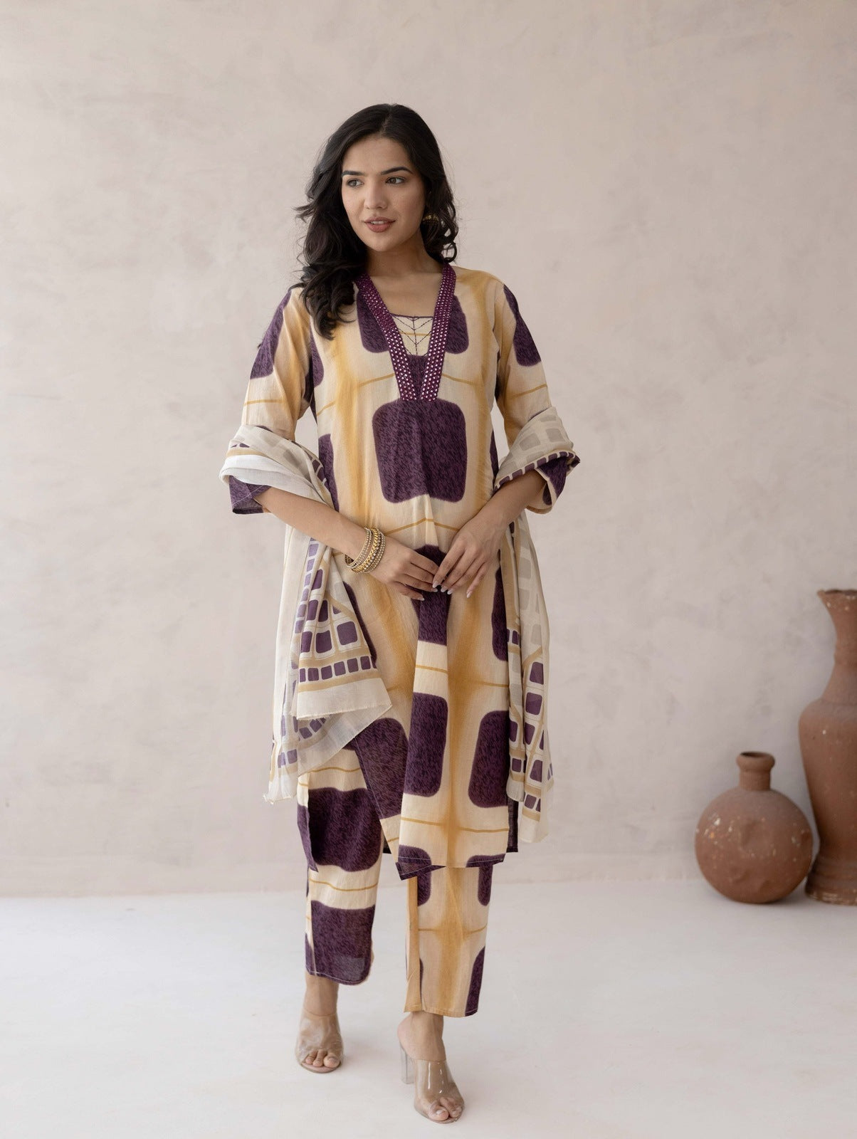 Lilac Colorblock Suit Set