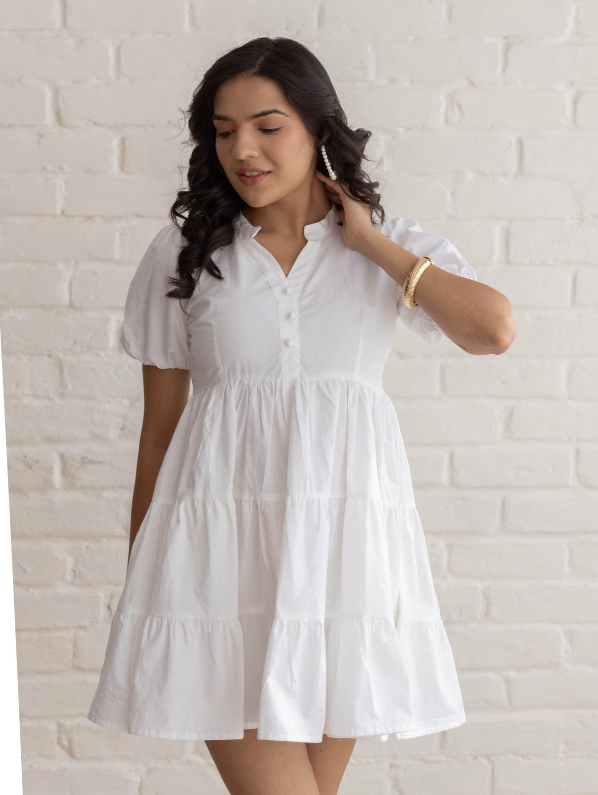 White Poplin Tier Dress