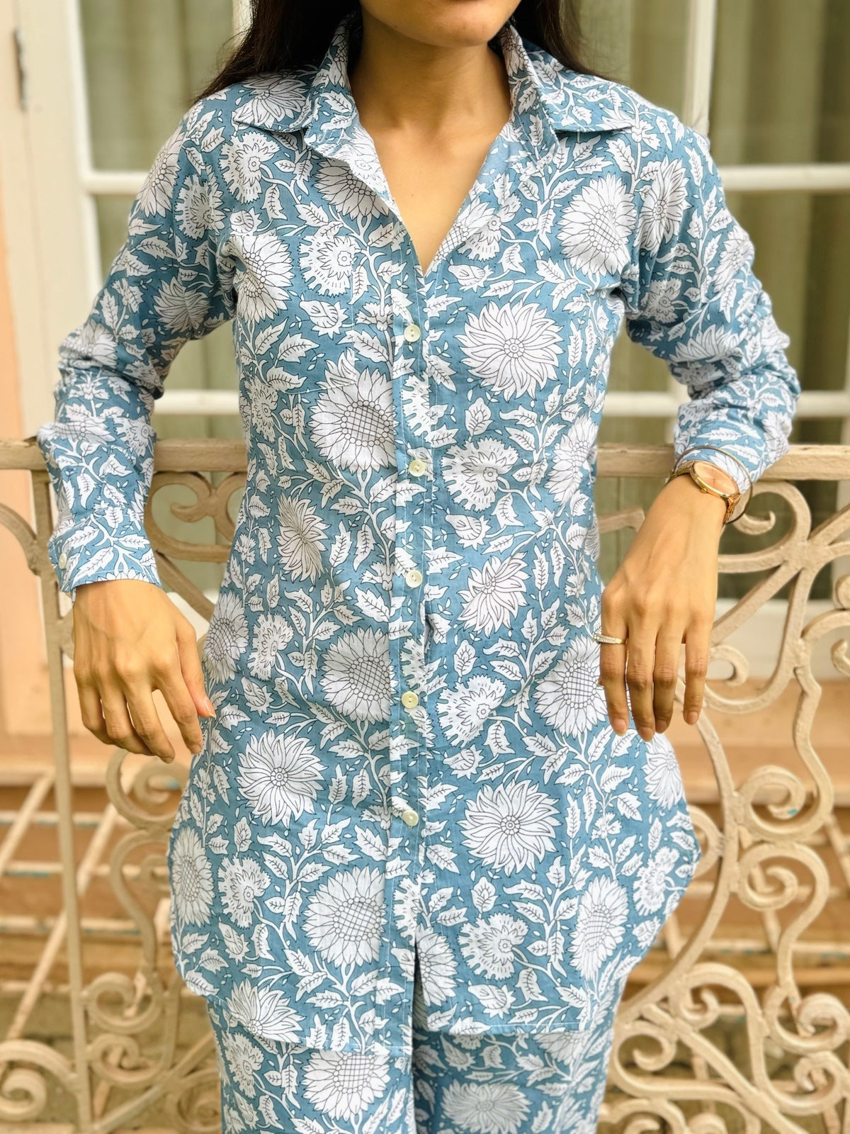 Indigo Printed Cord Set