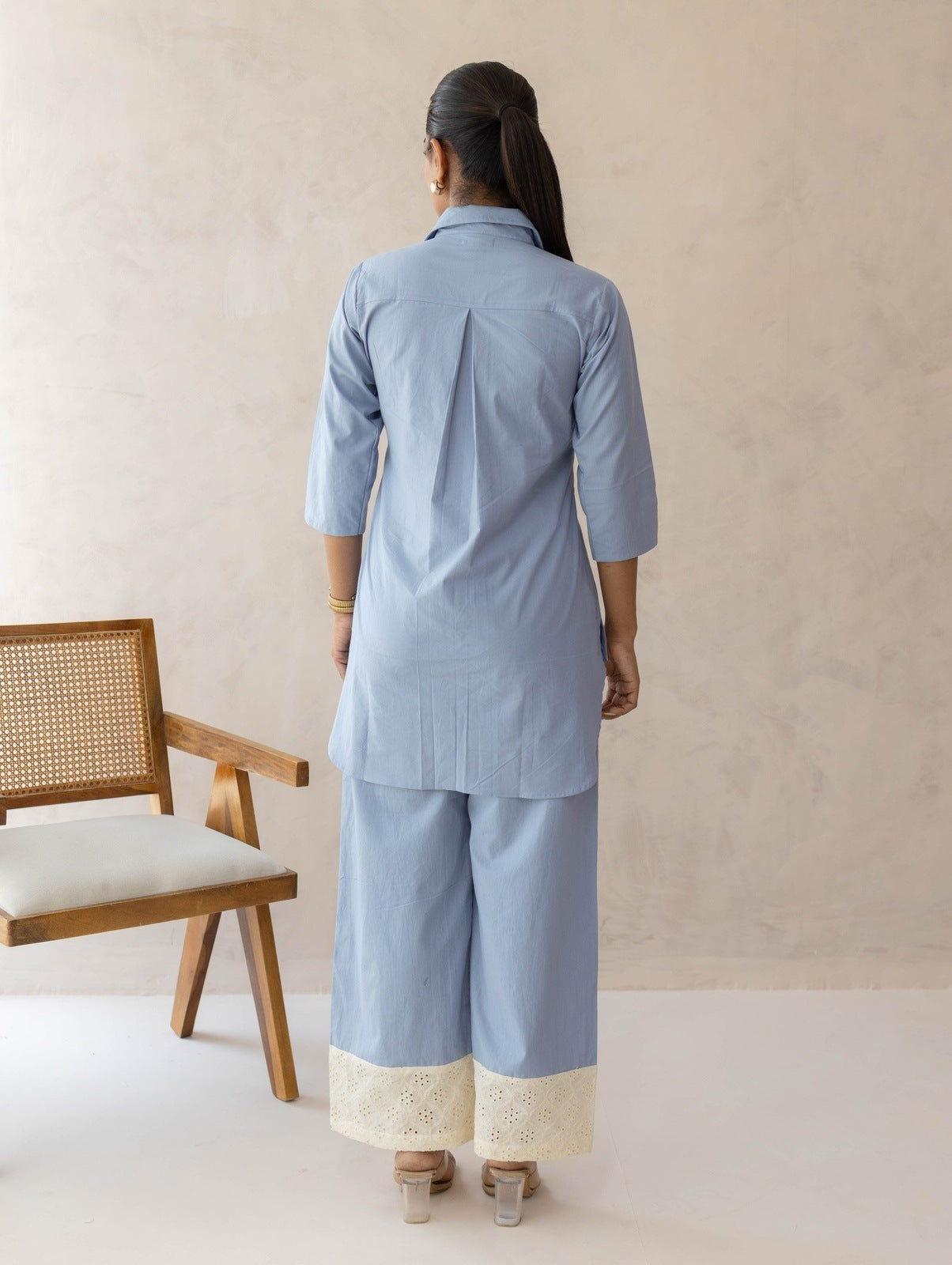 Blue Schiffli Cord Set