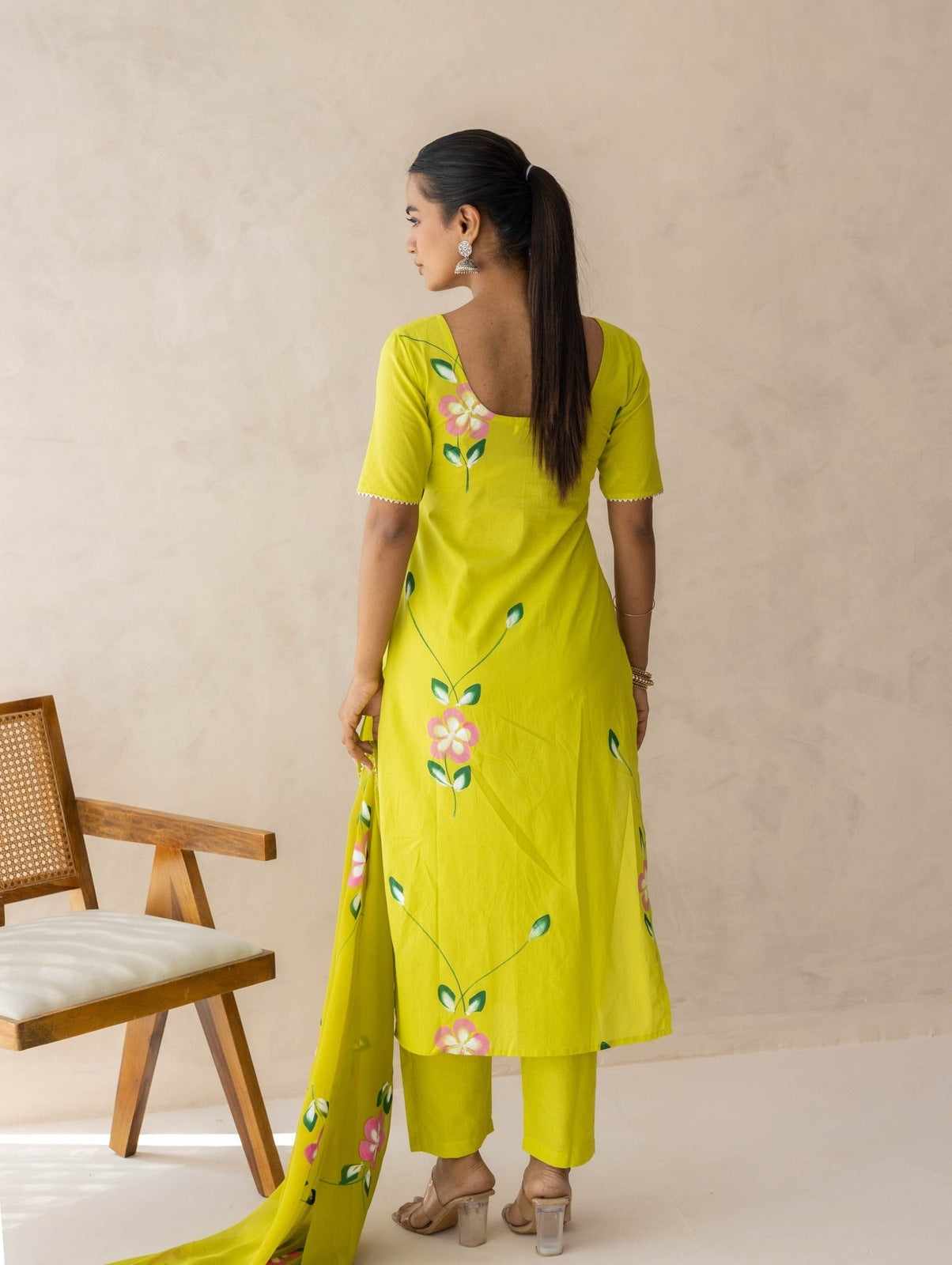 Lime Handpainted Suit Set