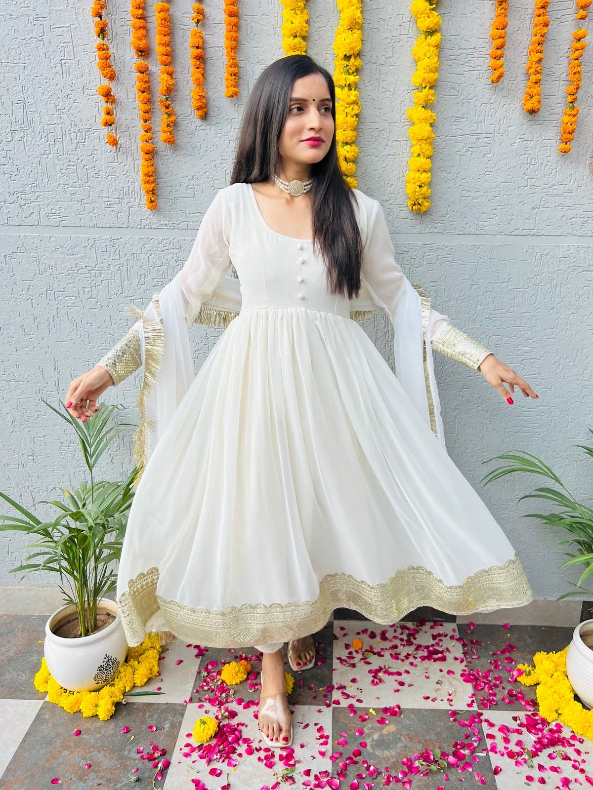 Ivory Georgette Suit Set