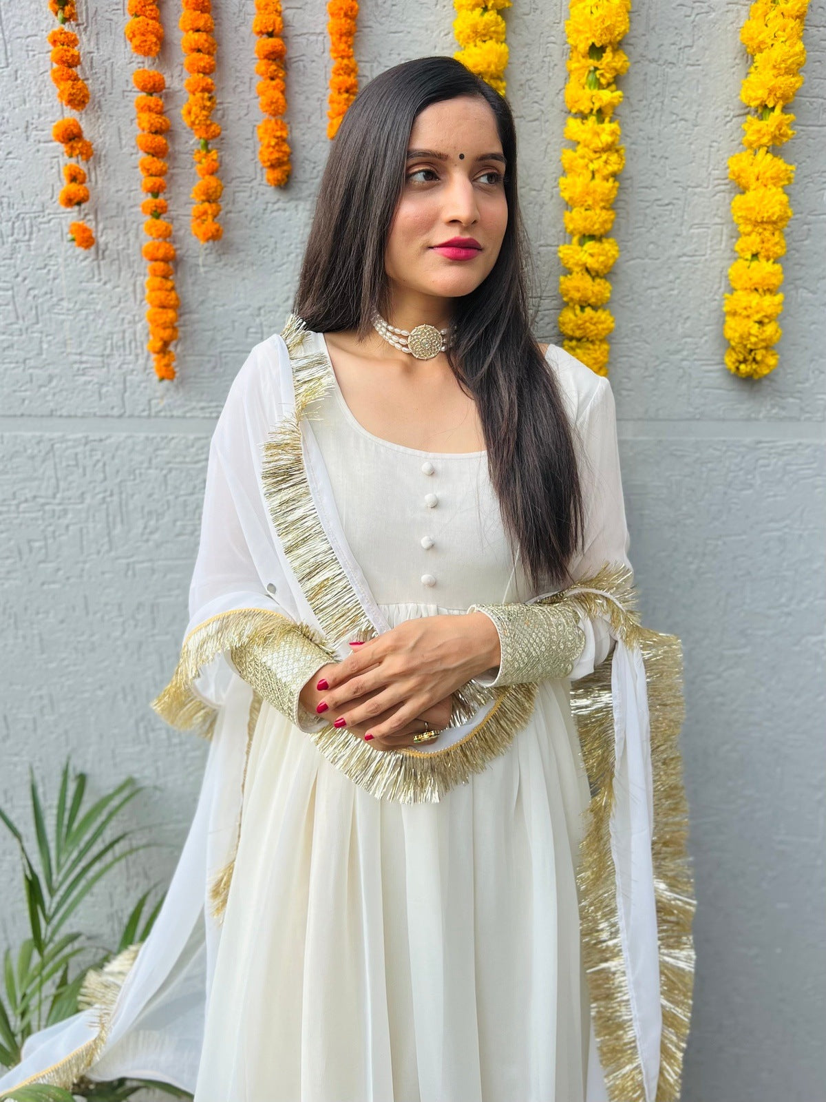 Ivory Georgette Suit Set