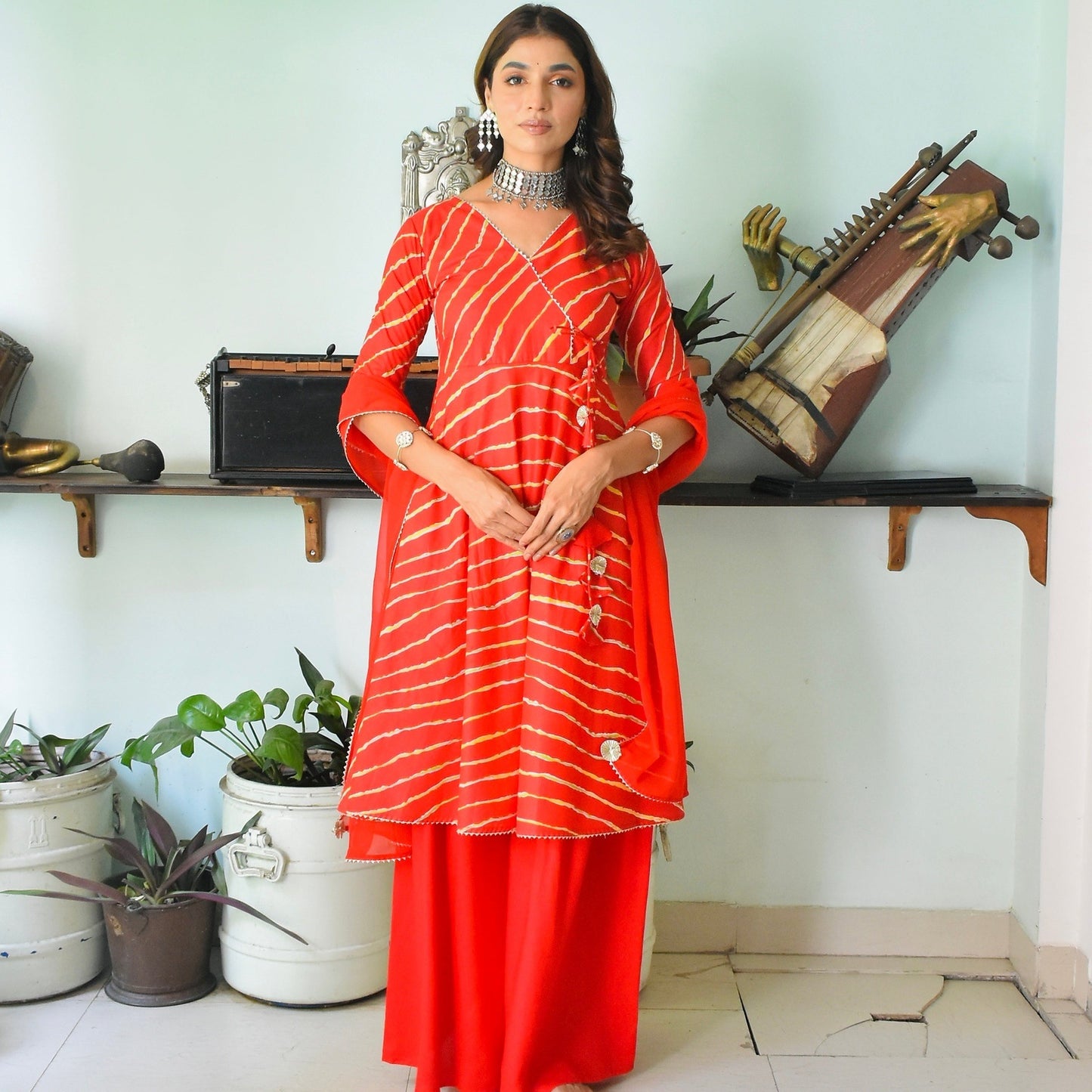 Red Leharia Sharara Suit Set