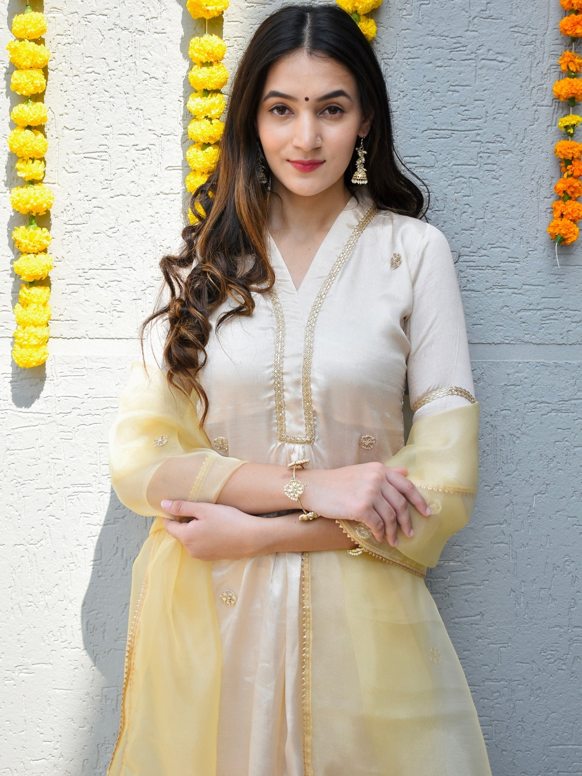 Ivory Silk Handwork Suit Set