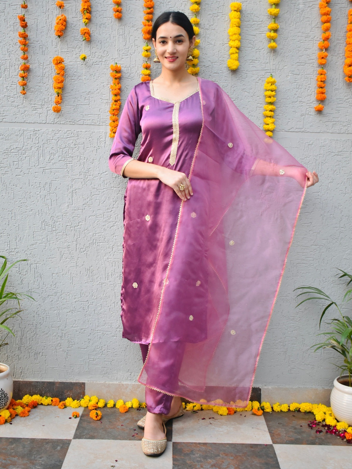 Purple Handwork Suit Set