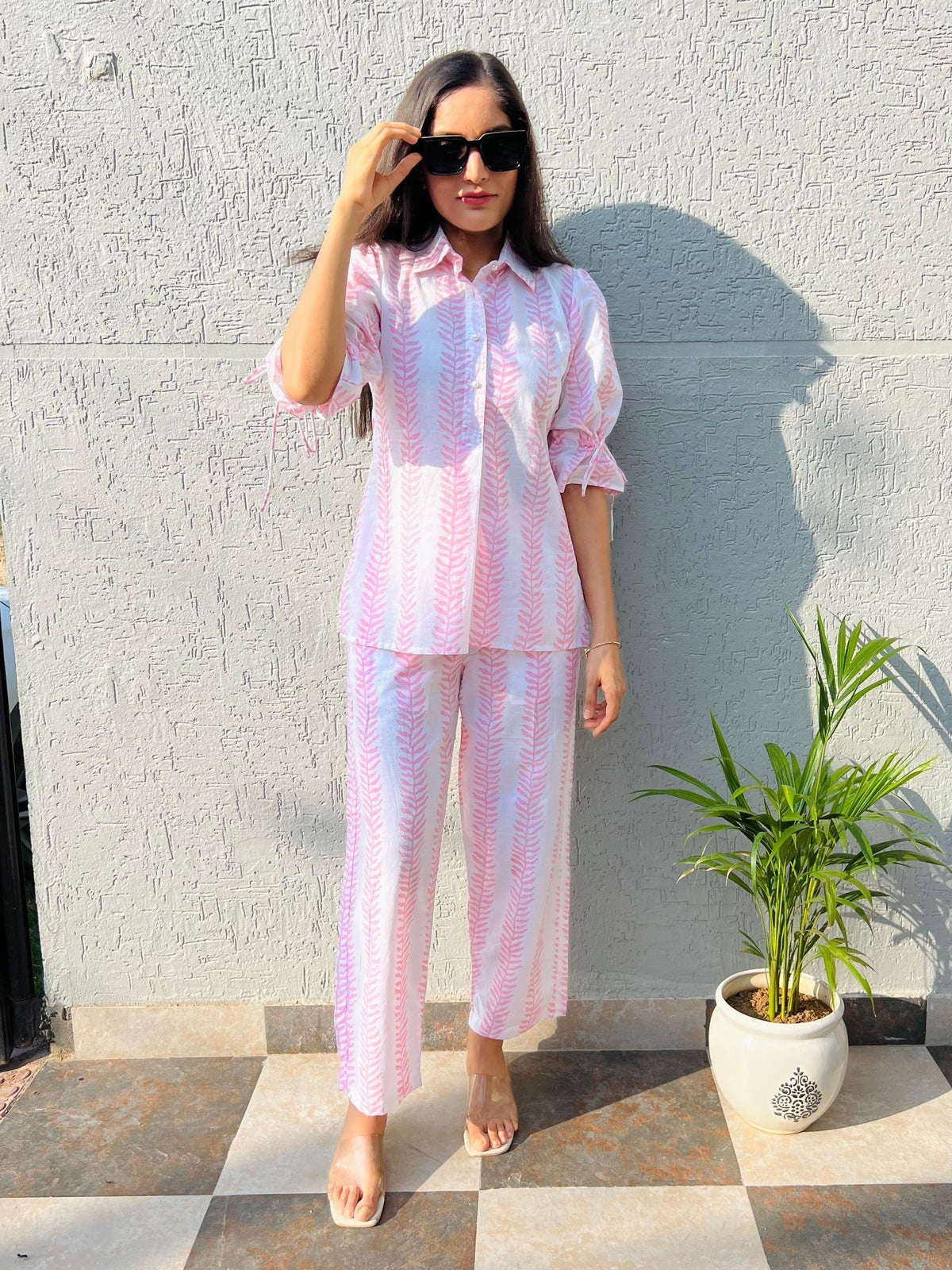 Leafy Pink Cord Set