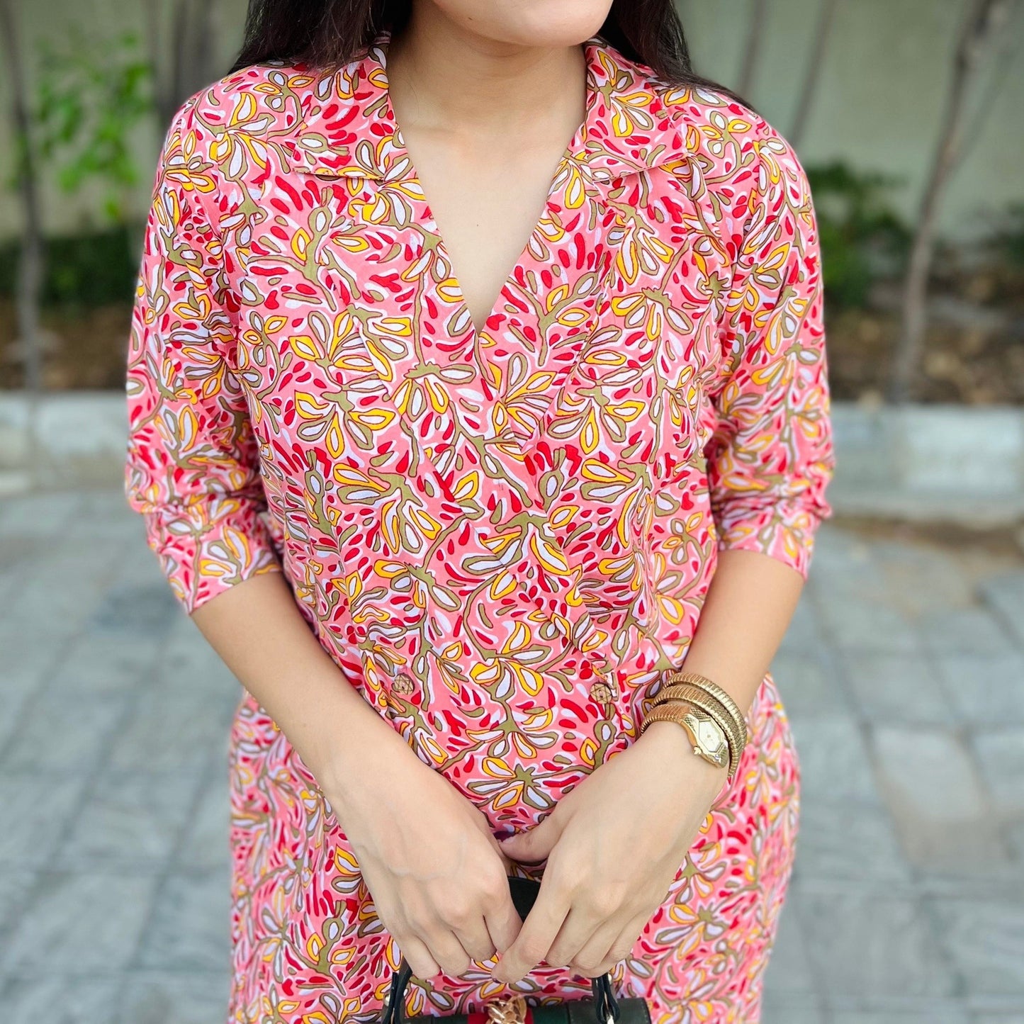 Peach Fauna Blazer Cord Set