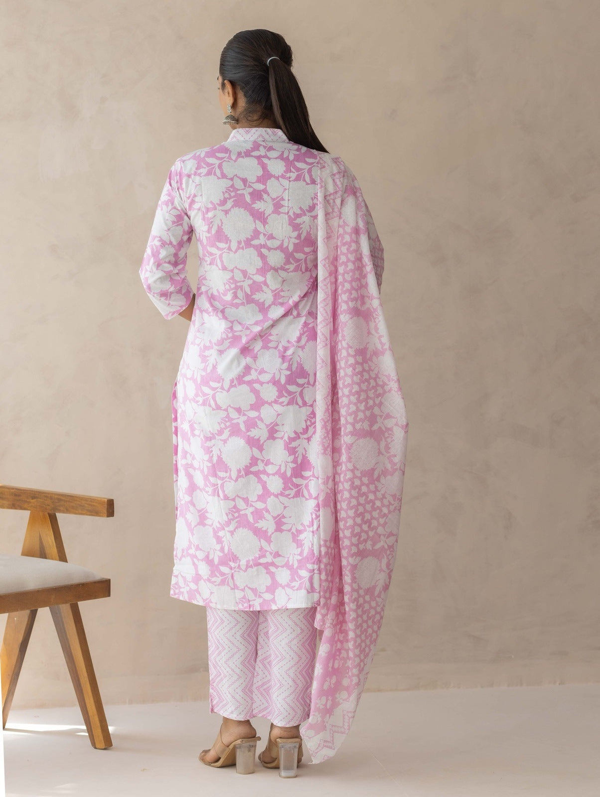Baby Pink Handblock Printed Suit Set