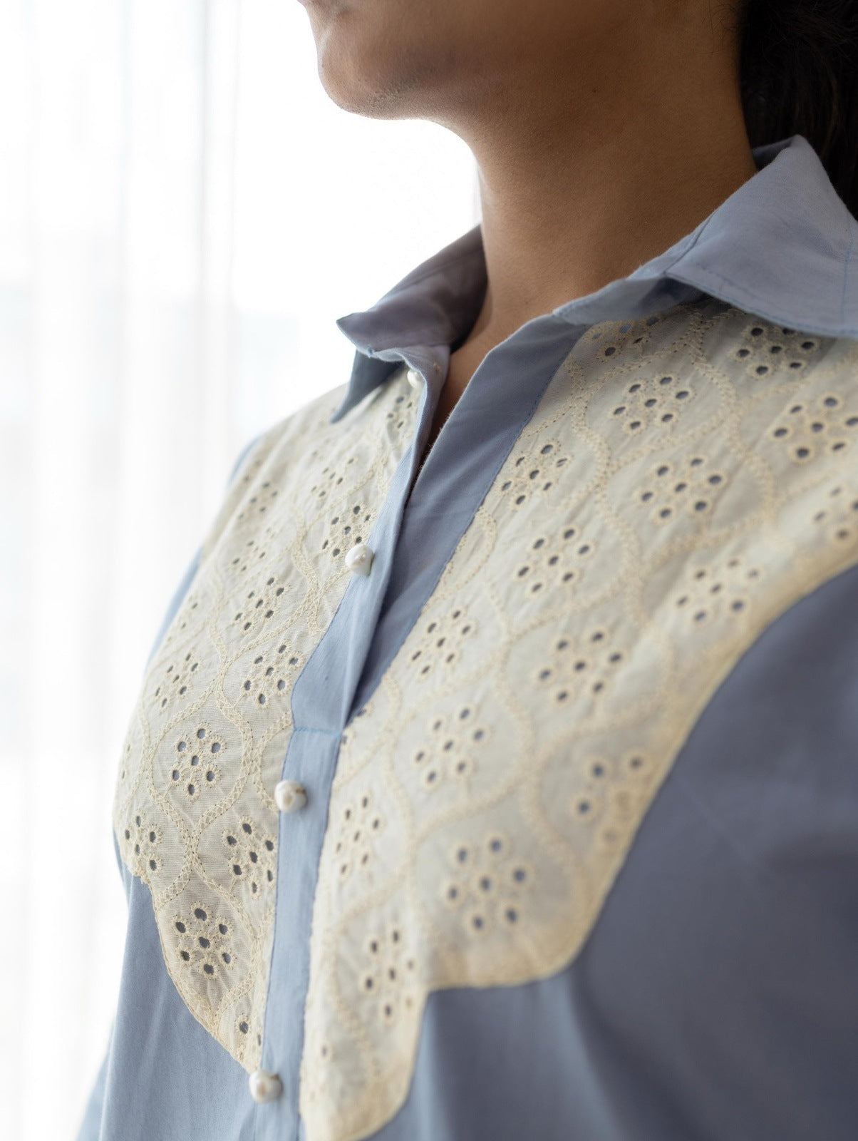 Blue Schiffli Cord Set